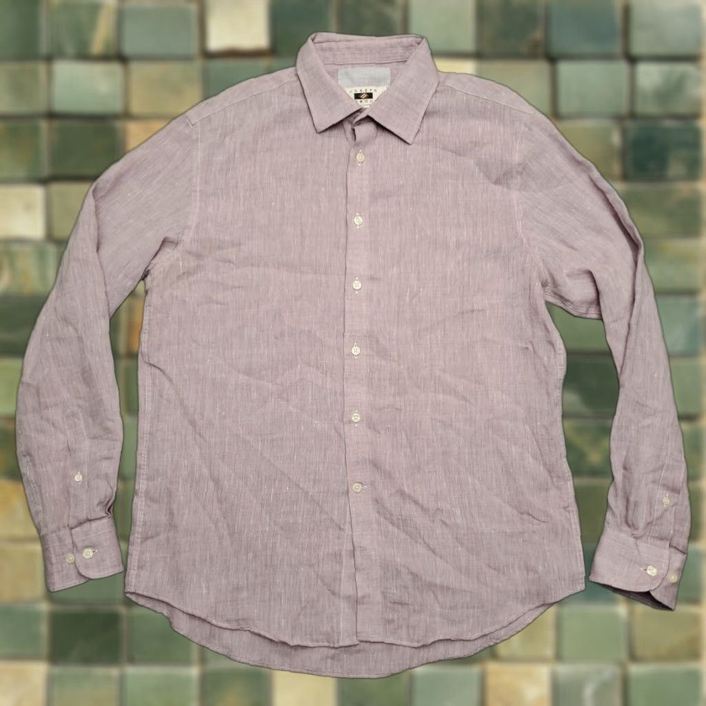 Joseph Abboud Joseph Abboud Shirt Large Purple Linen Blend Long Sleeve Comfort Classic Mens Size US L / EU 52-54 / 3 - 1 Thumbnail