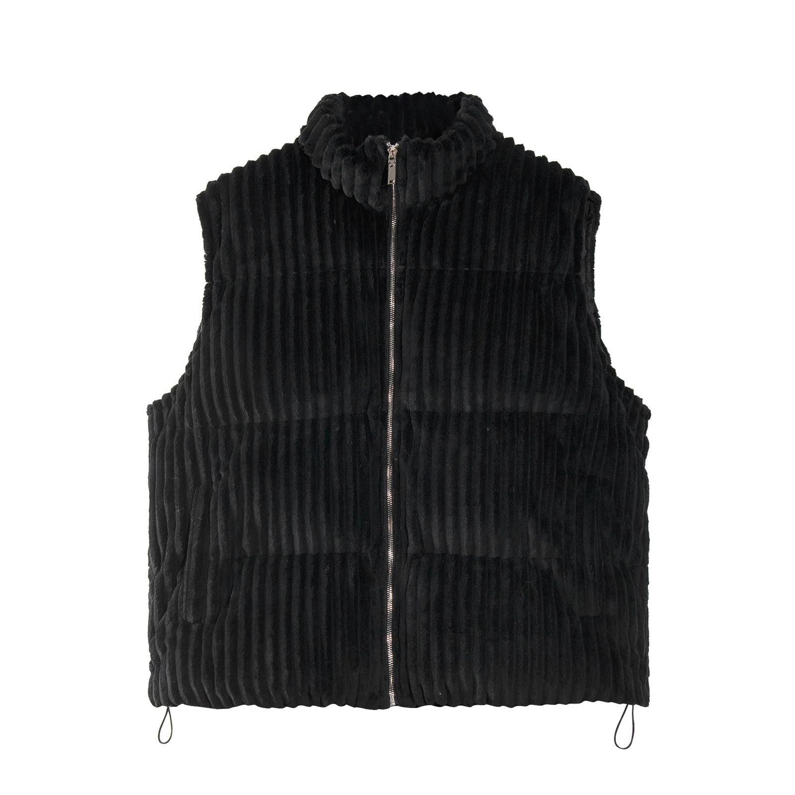 Japanese Brand Black Ribbed Puffer Vest, Sleeveless Outerwear Size US M / EU 48-50 / 2 - 1 Thumbnail