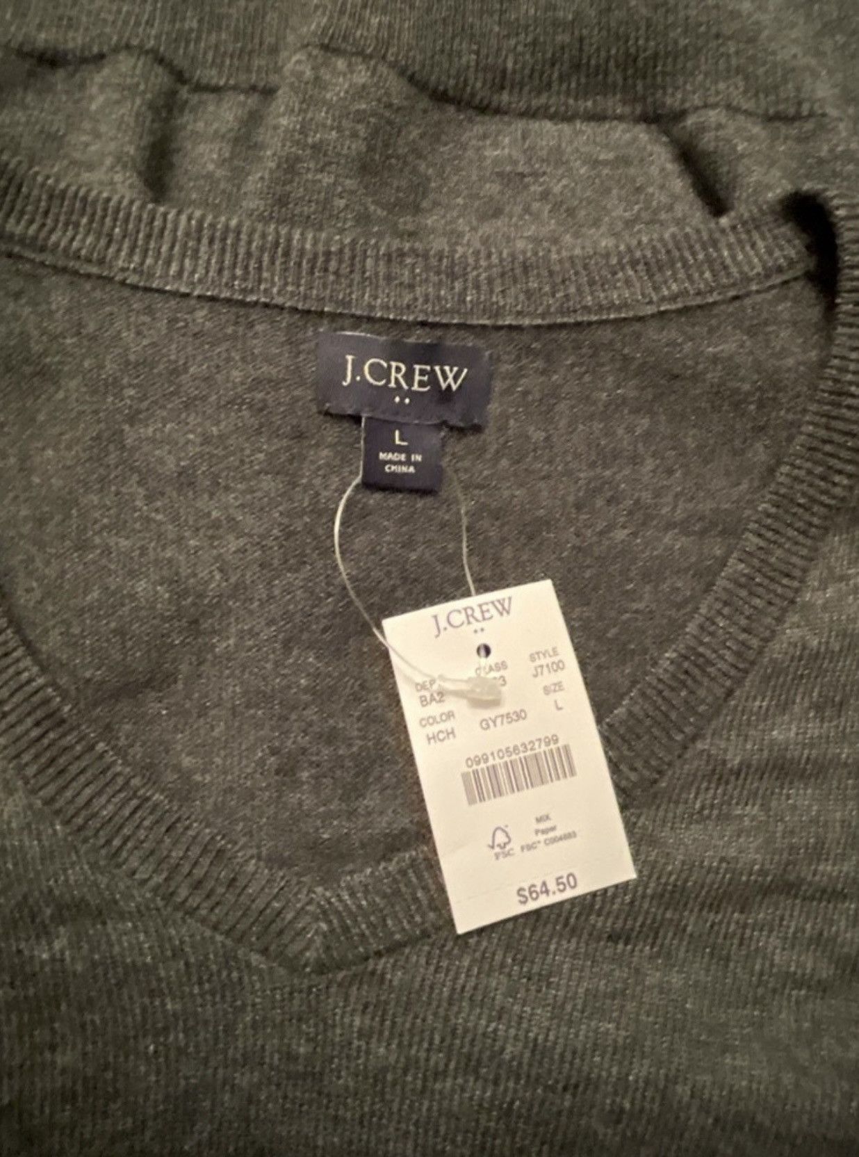 J.Crew J. Crew Men's Dark Gray V-neck Sweater L Size US L / EU 52-54 / 3 - 2 Thumbnail