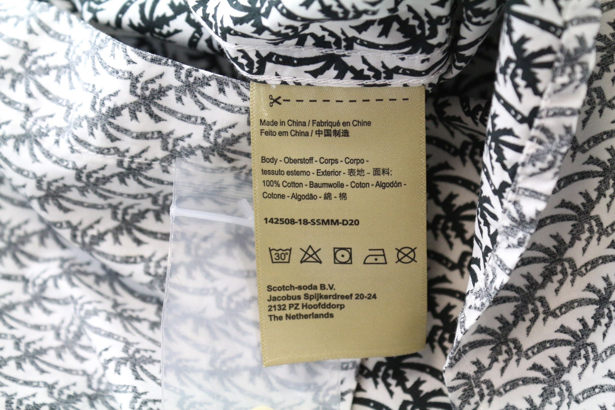 Scotch & Soda AMS COUTURE L Grey Cotton Palm Print Shirt 76186 Size US L / EU 52-54 / 3 - 7 Thumbnail