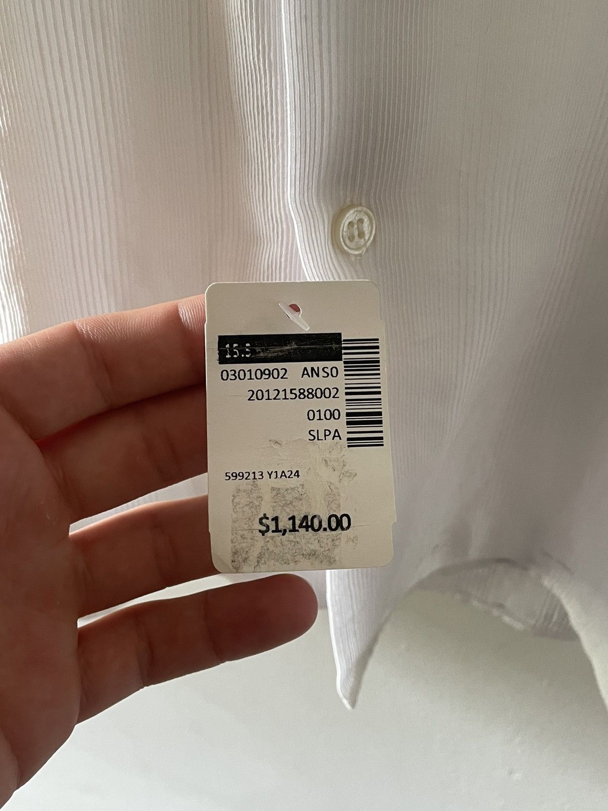 Saint Laurent Paris 2019 White Silk Ribbed Shirt Size US M / EU 48-50 / 2 - 7 Thumbnail