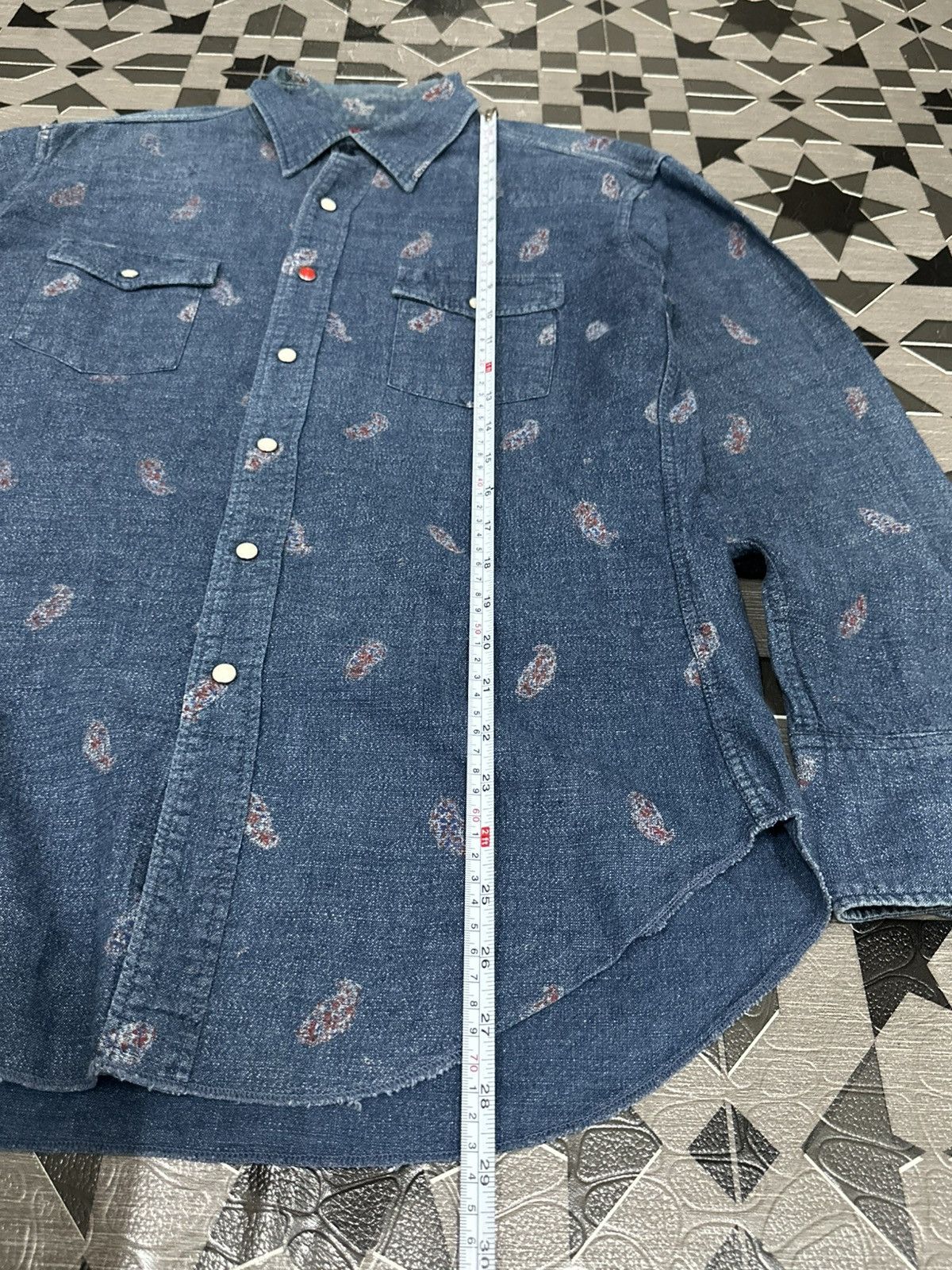 45rpm 45R/45RPM☆Indigo Dyed Paisley L/S Western Snap Button Size US M / EU 48-50 / 2 - 17 Thumbnail