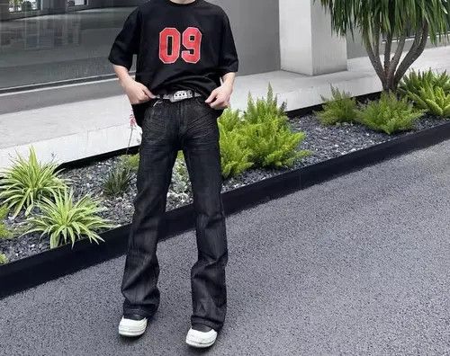 Jean High Street Washed Black Micro Flared Coated Jeans Size US 32 / EU 48 - 3 Thumbnail