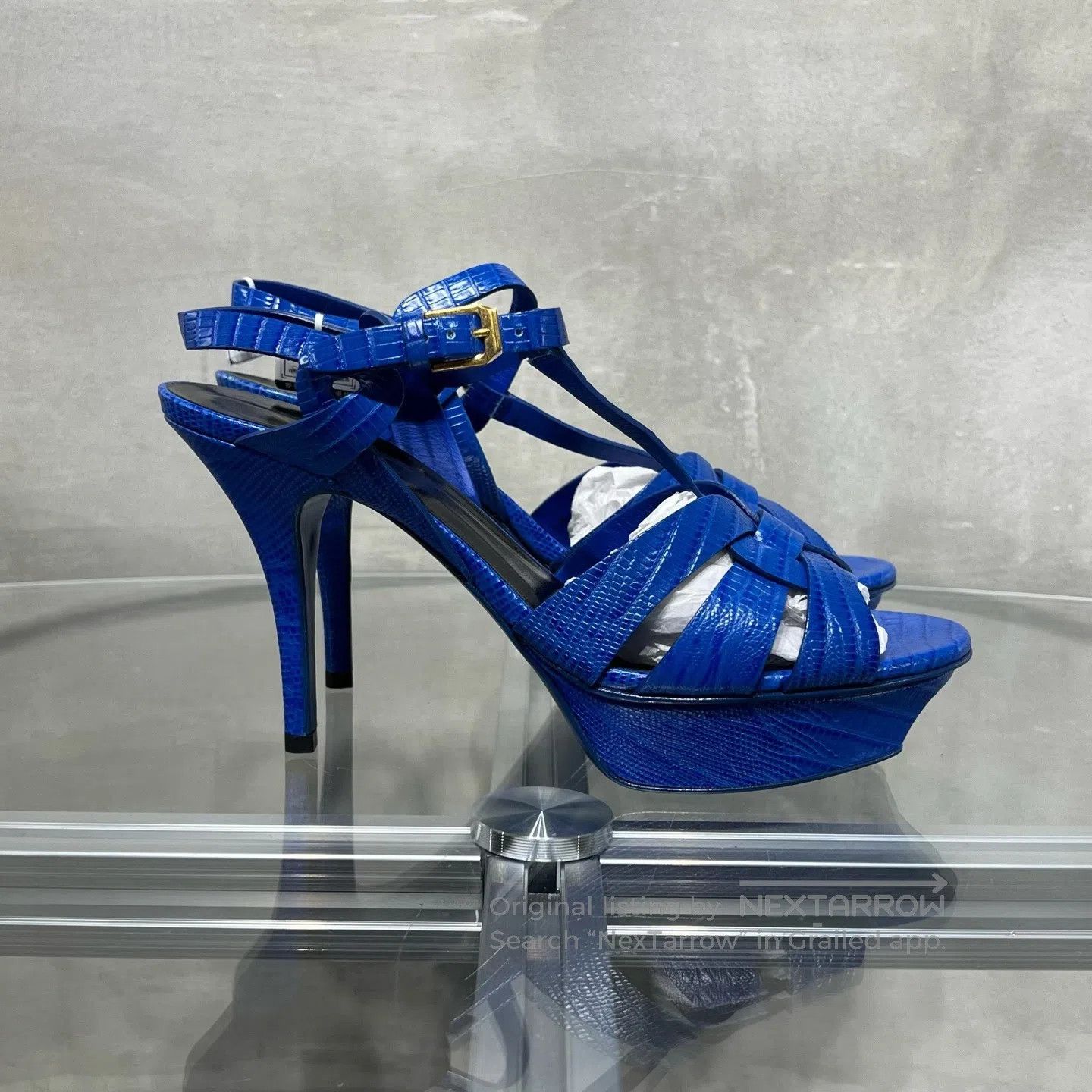 Saint Laurent Paris Saint Laurent Paris Ms.High-heeled Sandals, Blue Size US 8 / IT 38 - 4 Thumbnail