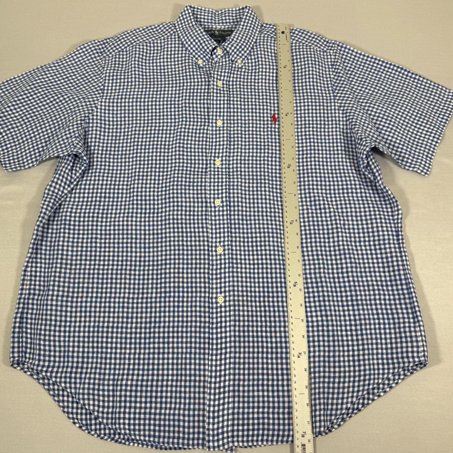 Polo Ralph Lauren Polo Ralph Lauren Shirt Mens XL Casual Short Sleeve Gingham Check Button-Up Blue White Size US XL / EU 56 / 4 - 4 Thumbnail