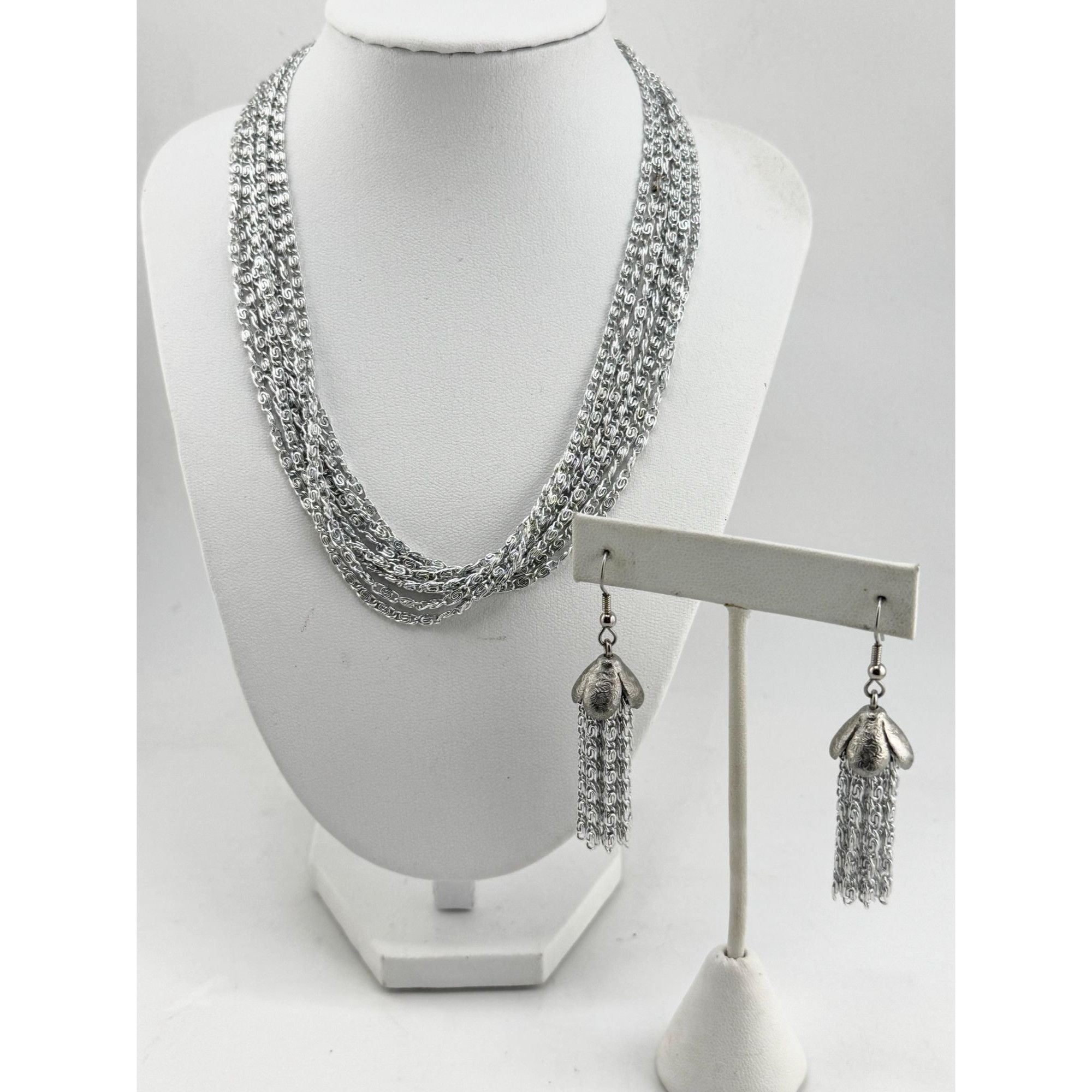 Vintage Vintage Sarah Coventry silver multi chain necklace & earring Size ONE SIZE - 1 Thumbnail