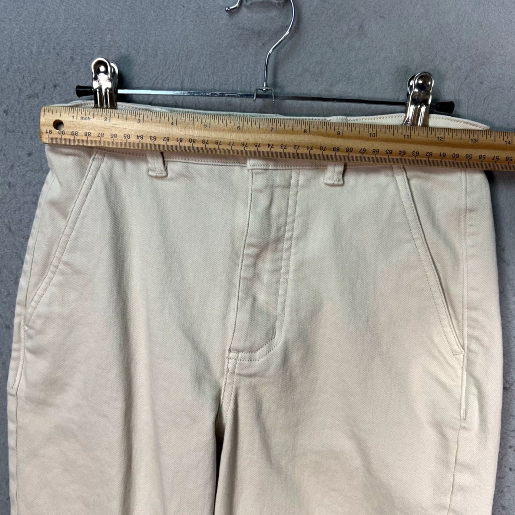 Everlane Everlane Pants Cropped Straight Beige Cotton Blend 2 Womens High Rise Flat Front Zip Inseam 23 in Spring Summer Fall Regular Womens Size 26" / US 2 / IT 38 - 5 Thumbnail