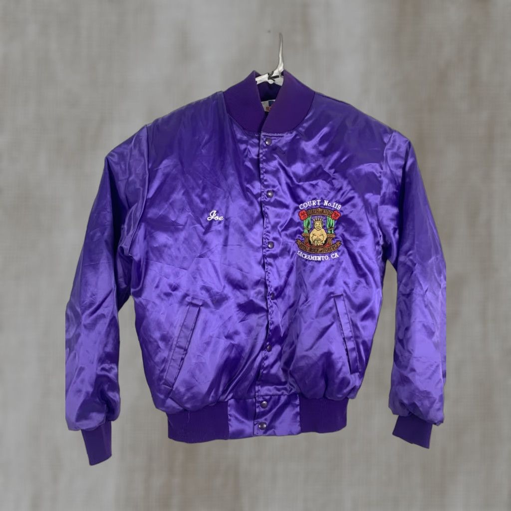 Vintage VINTAGE Rennoc Bomber Jacket Purple Royal Court of Jesters Sacramento CA L Hip Hop Mens Large Size US L / EU 52-54 / 3 - 1 Thumbnail