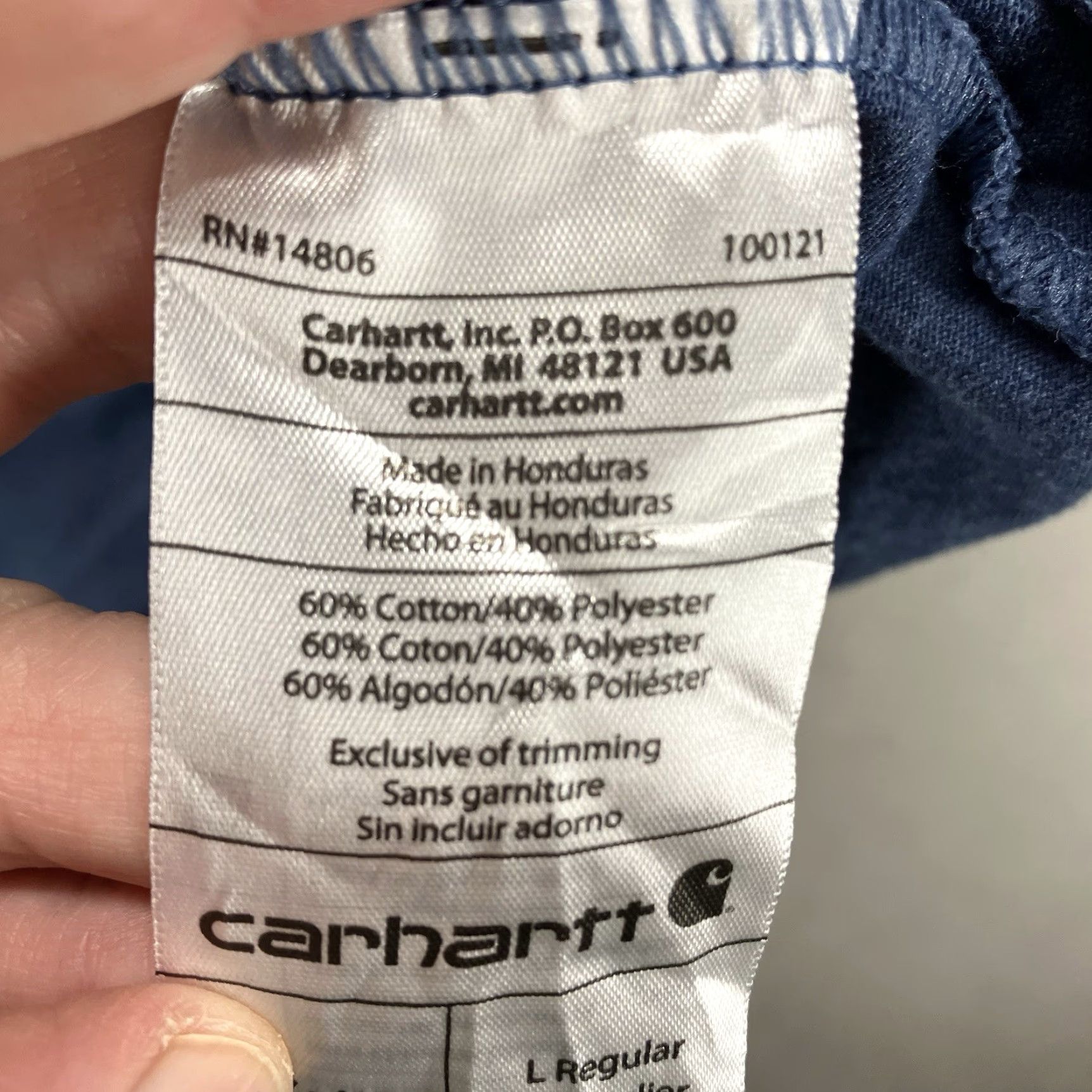 Carhartt Mens Carhartt Pocket T Shirt Large Heather Blue Crew Neck Original Fit Size US L / EU 52-54 / 3 - 7 Thumbnail