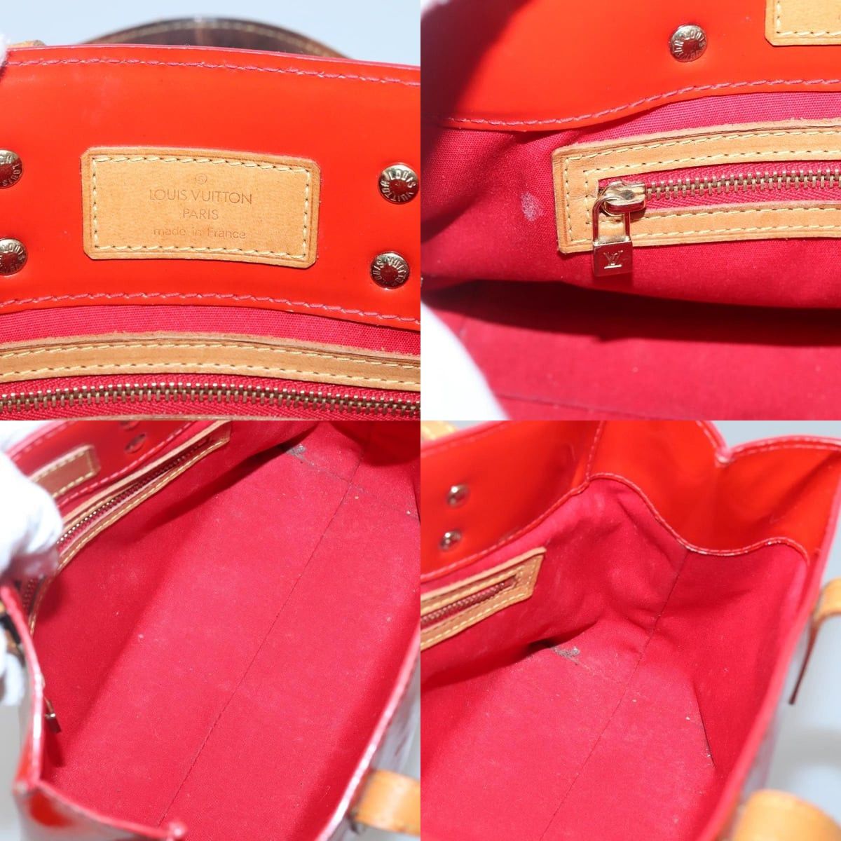 Louis Vuitton LOUIS VUITTON Monogram Vernis Reade PM Hand Bag Red Rouge Size ONE SIZE - 11 Thumbnail