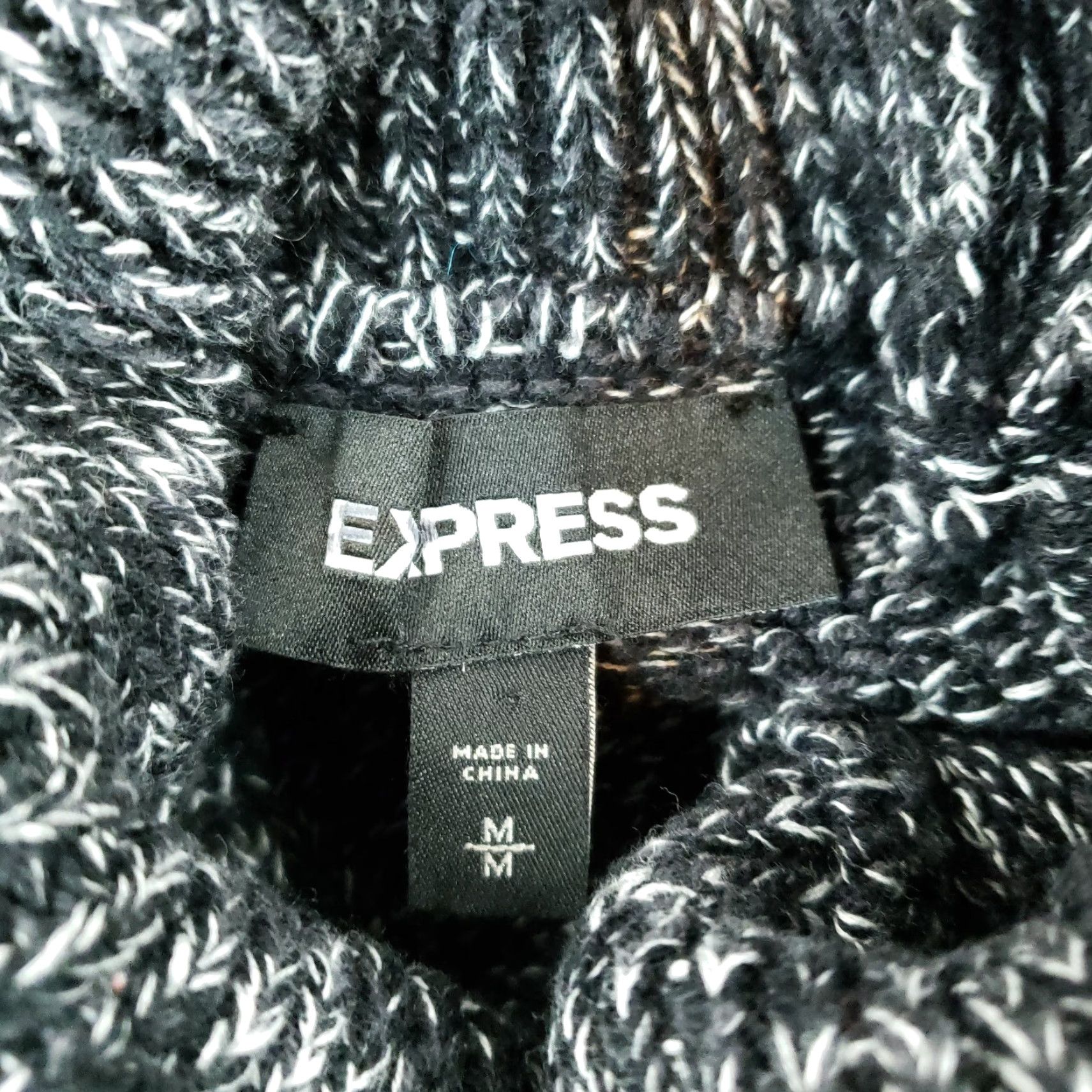 Express Womens Sweater Express Medium Black Gray Turtleneck Long Sleeve Casual Knit Size M / US 6-8 / IT 42-44 - 6 Thumbnail