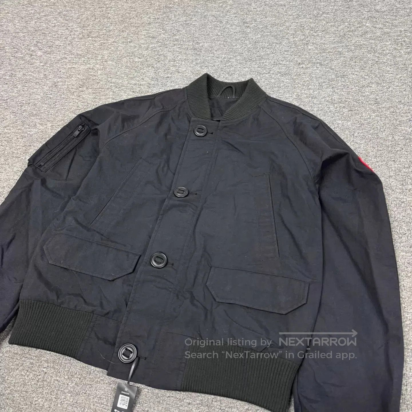 Canada Goose Black Bomber Jacket with Button Front and Pockets. Size US S / EU 44-46 / 1 - 4 Thumbnail