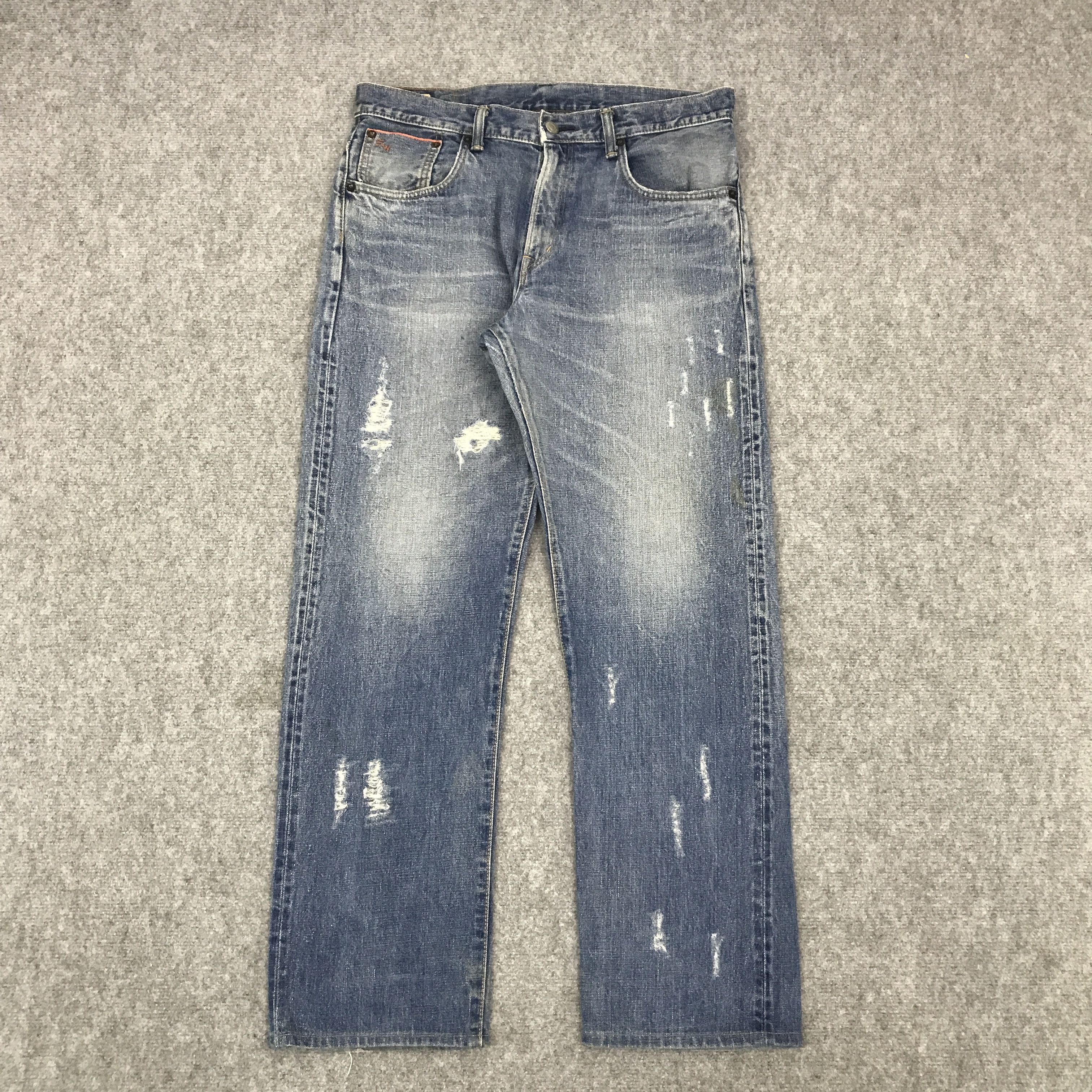 Edwin × Japanese Brand BAGGY STYLE EDWIN JAPAN DISTRESSED DENIM PANTS Size US 32 / EU 48 - 1 Thumbnail