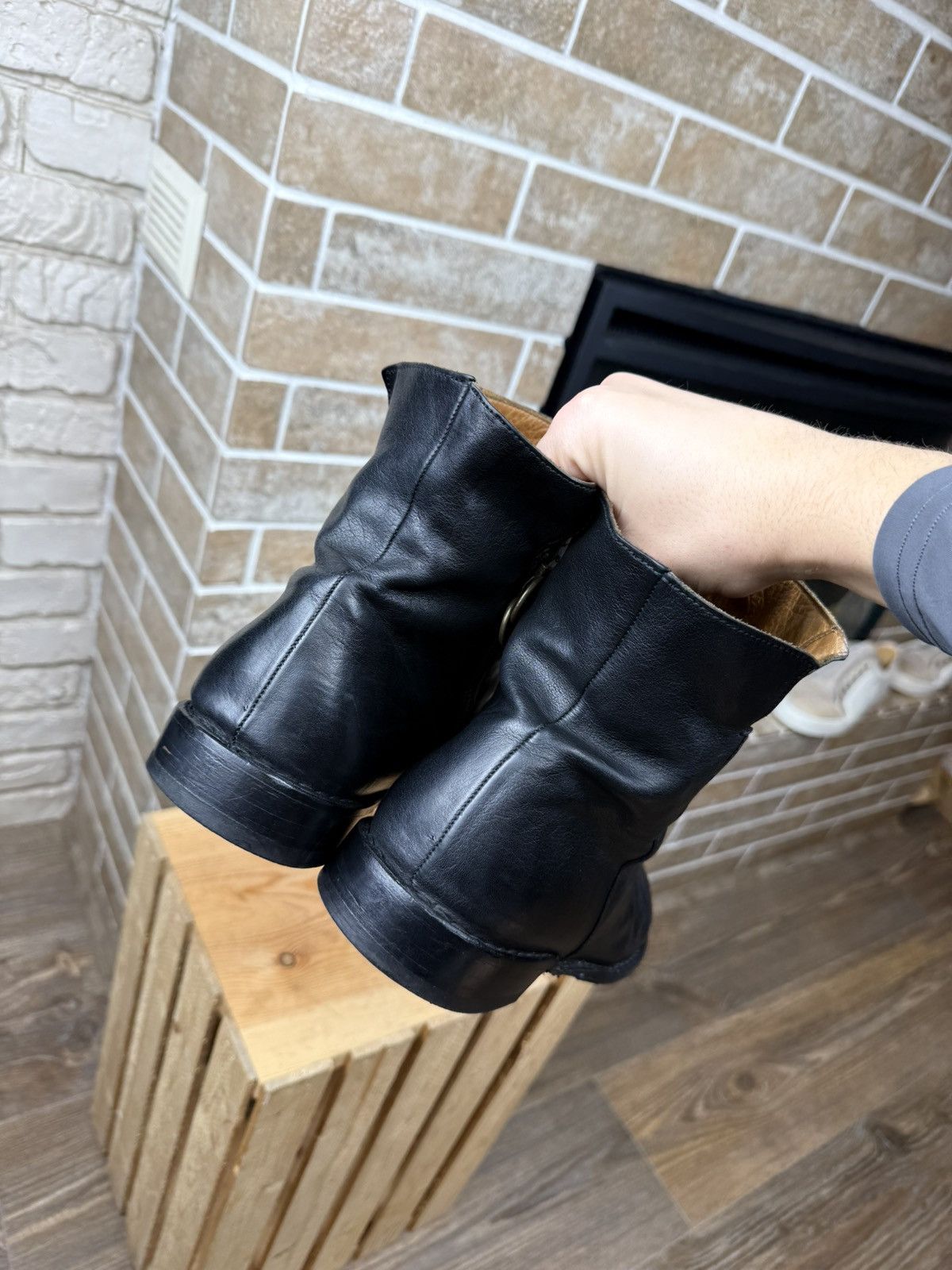 Fiorentini + Baker Fiorentini Baker Leather Black Side Zip Ankle Boots Size US 13 / EU 46 - 7 Thumbnail