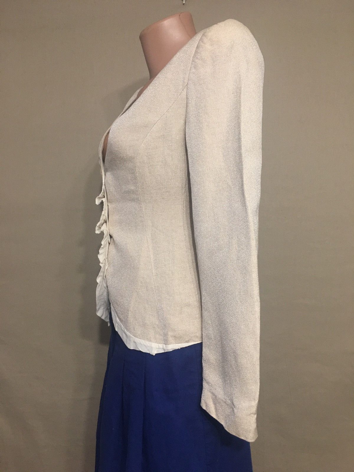 Emporio Armani × Giorgio Armani EMPORIO ARMANI Linen Cream Italy Design Blazer Jacket IT 38 Size XS / US 0-2 / IT 36-38 - 4 Thumbnail