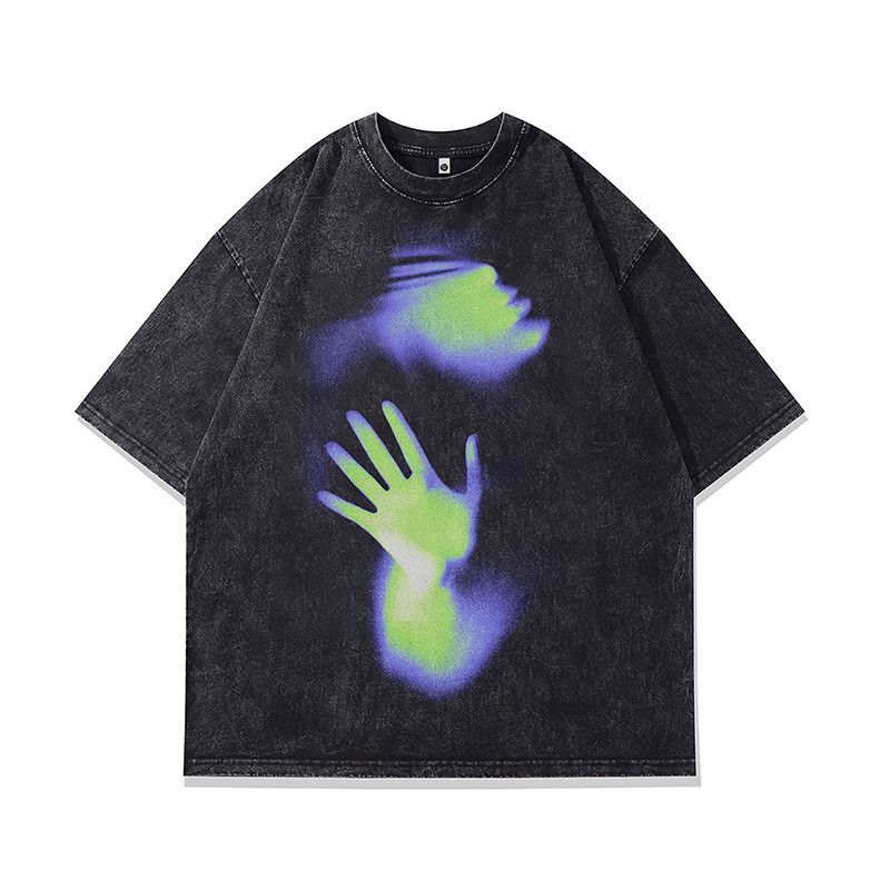 Vintage Retro Palm Print Oversized Distressed T-Shirt Size US M / EU 48-50 / 2 - 1 Thumbnail