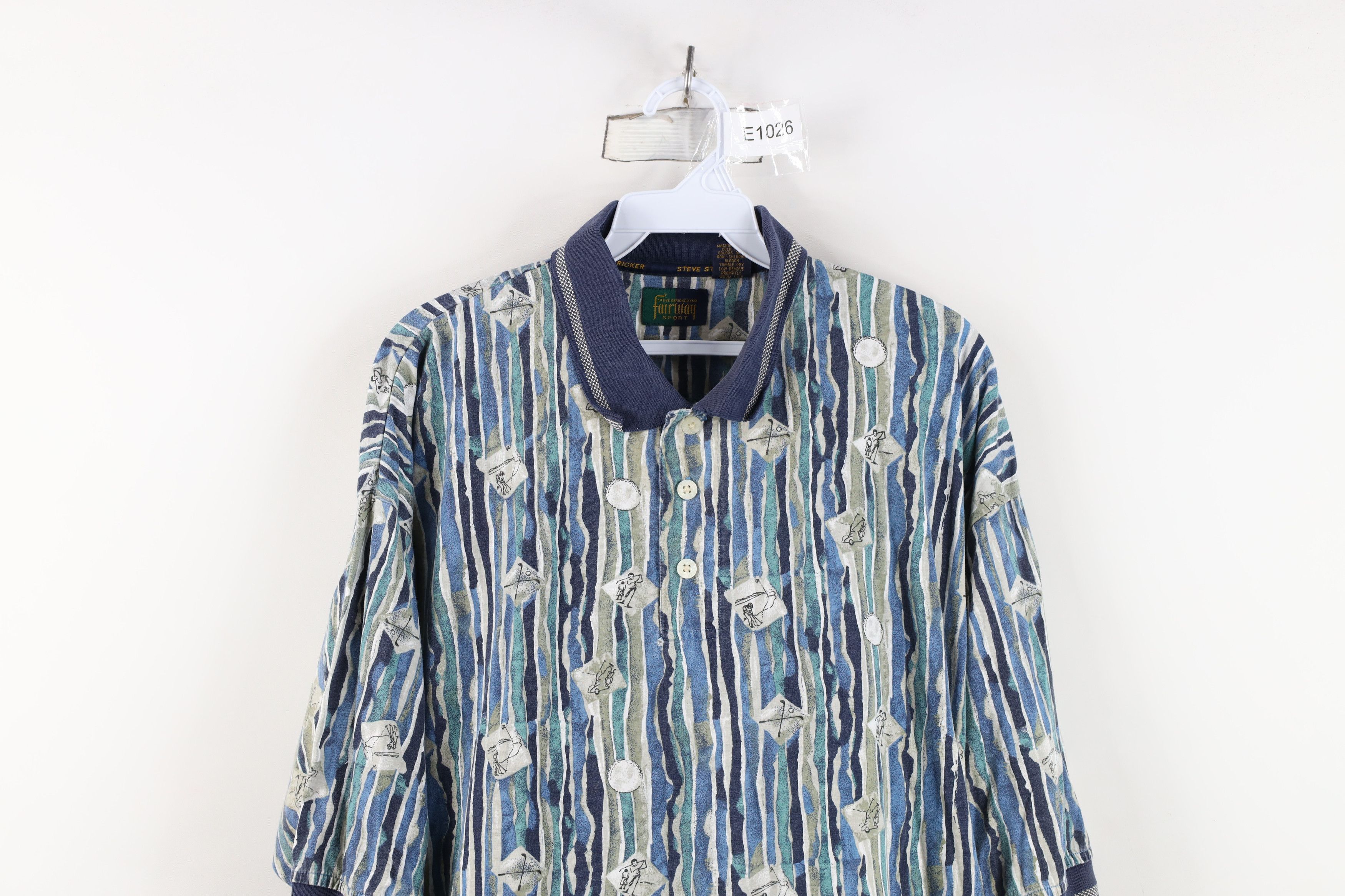 Vintage Vintage 90s Streetwear All Over Print Golf Polo Shirt Cotton Size US XL / EU 56 / 4 - 2 Thumbnail