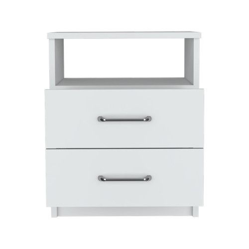 Designer × Homemade Nightstand Olienza, Two Drawers, One Shelf, White Finish Size US L / EU 52-54 / 3 - 8 Thumbnail