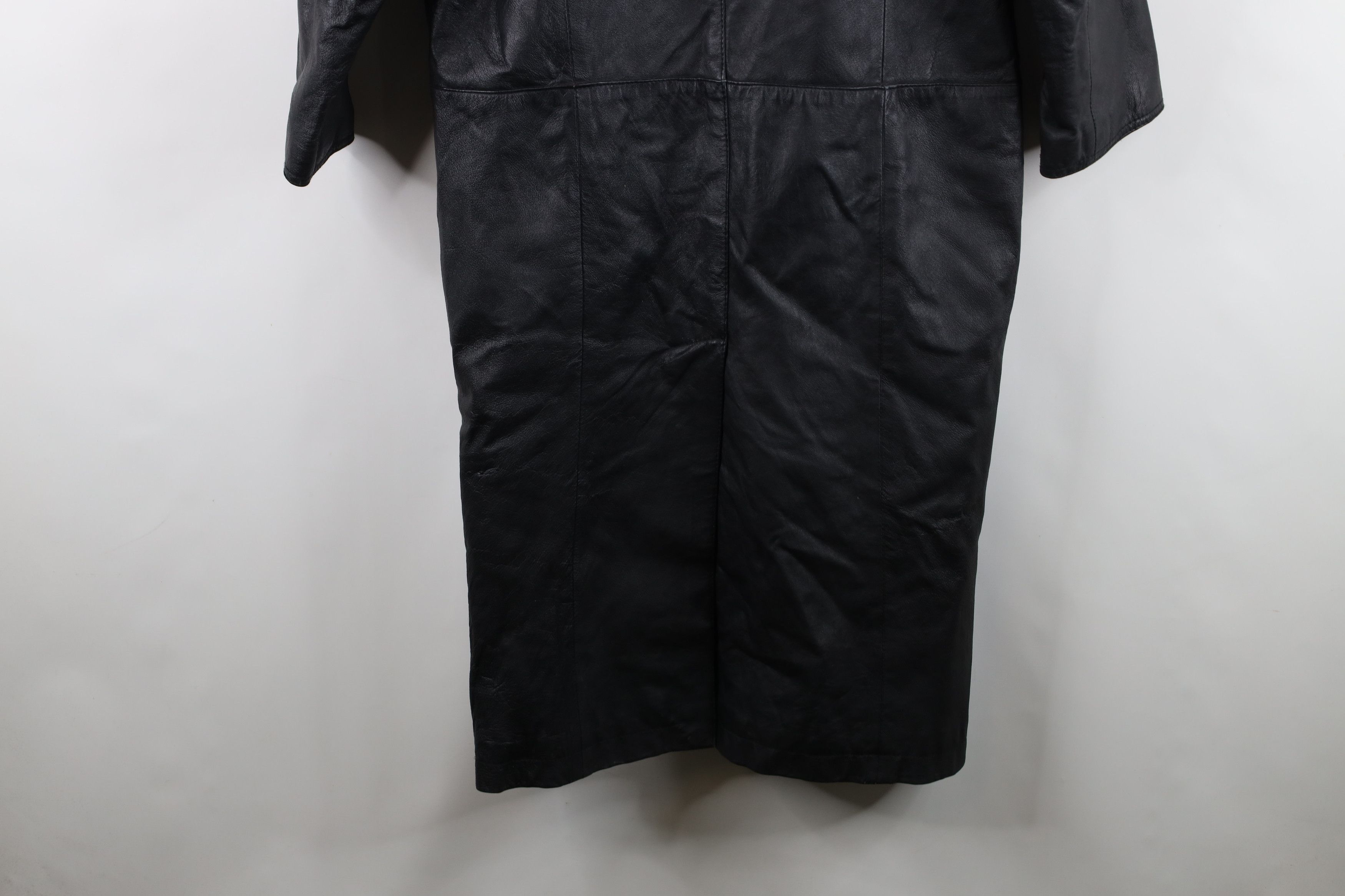 Vintage Vintage 90s Streetwear Leather Trench Coat Jacket Black Size M / US 6-8 / IT 42-44 - 15 Thumbnail