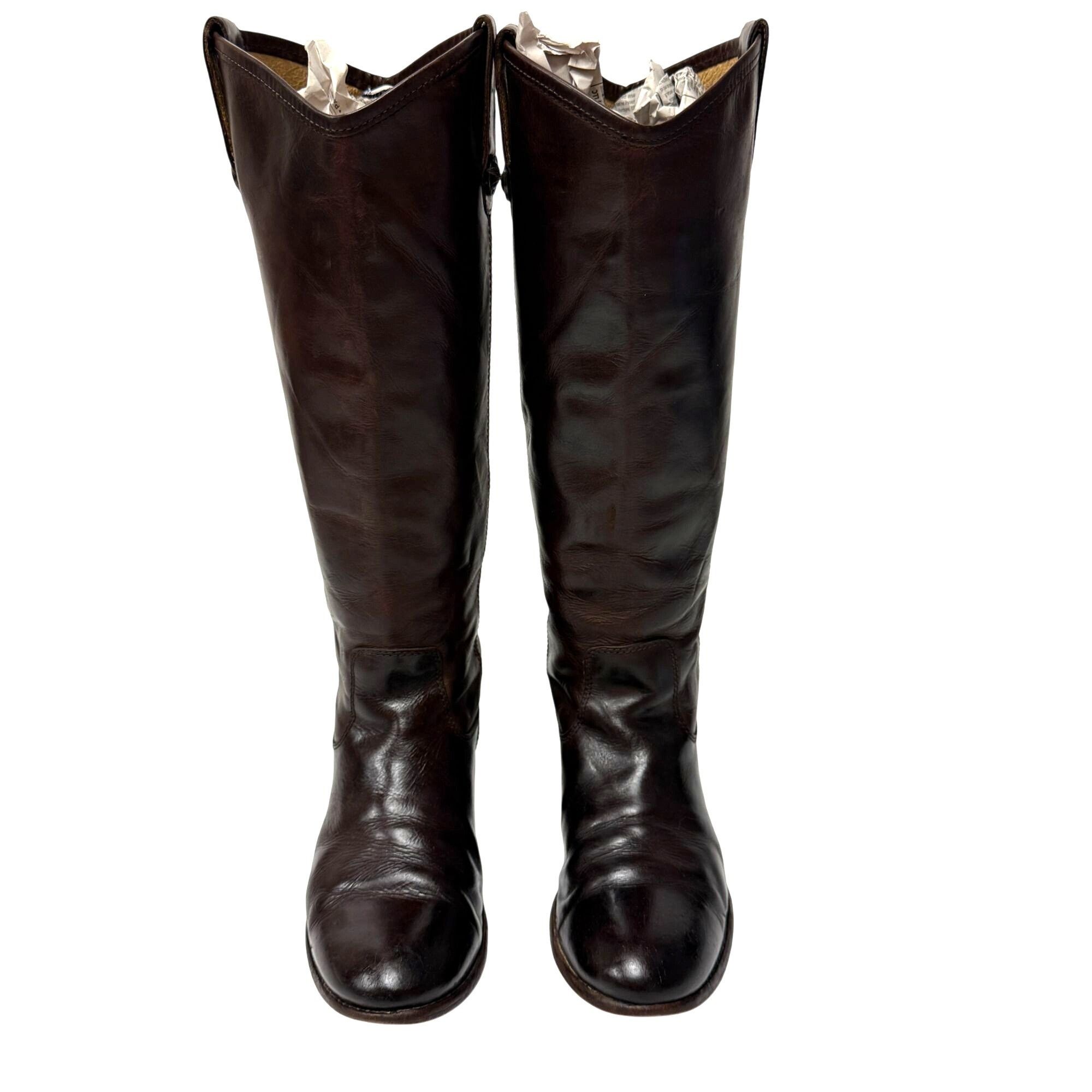 Frye Vtg Frye Melissa 4015 Chocolate Brown Leather TALL Boots Size US 7 / IT 37 - 3 Thumbnail