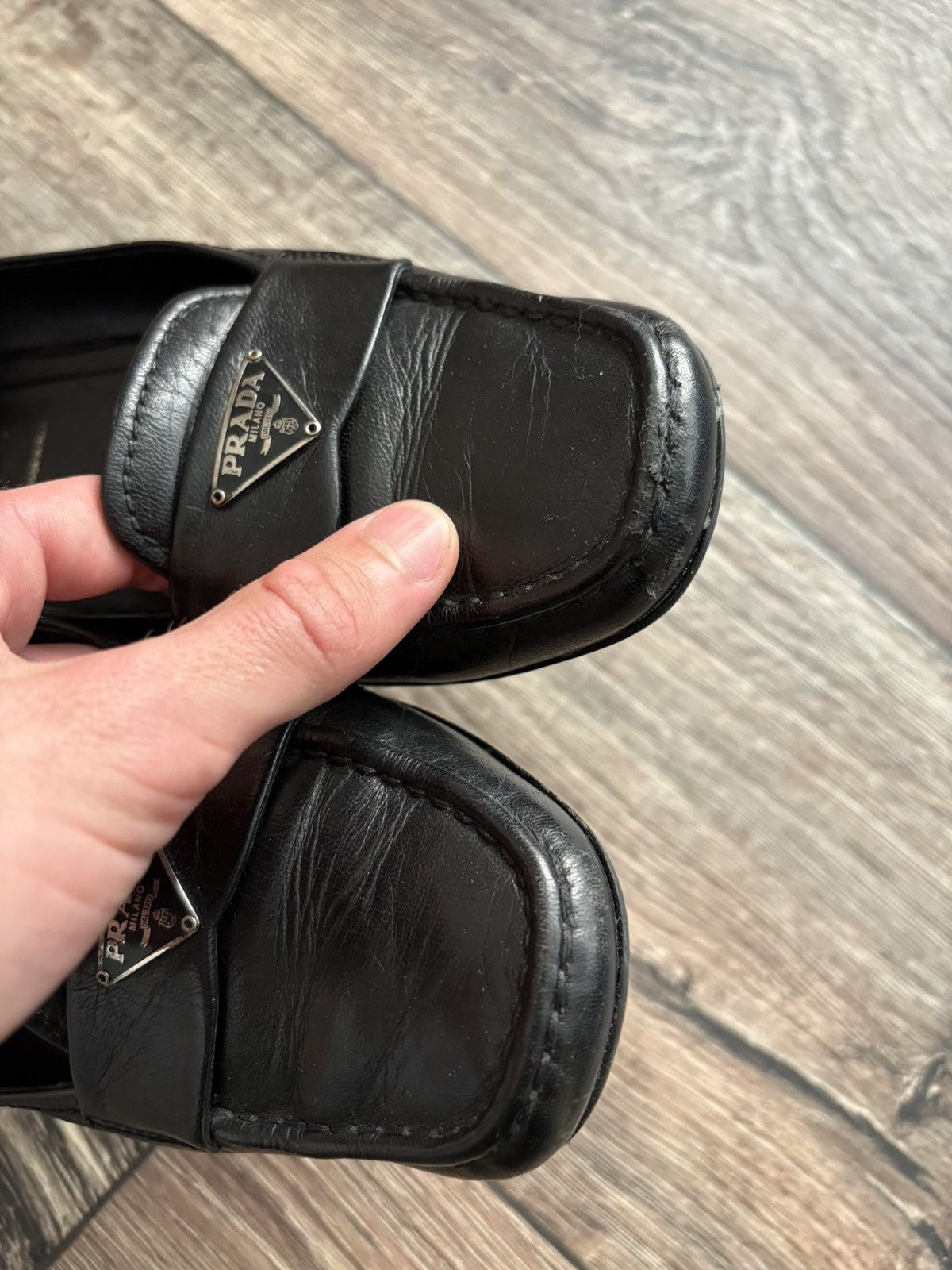 Prada Prada Black Leather Flat Shoes Women’s Square Toe Loafers Size US 9.5 / IT 39.5 - 3 Thumbnail