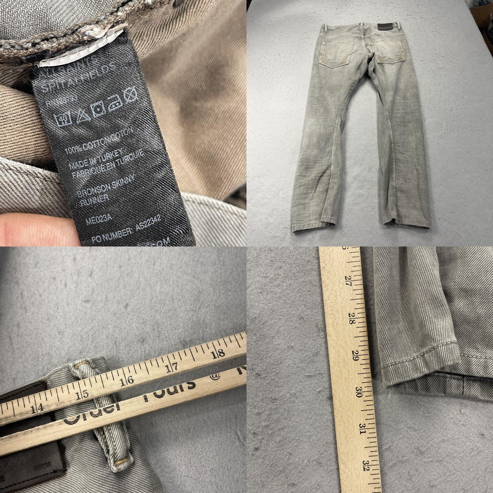 Allsaints VINTAGE AllSaints Jeans Mens 30x30 Gray Bronson Skinny Runner Distressed Slim Denim Size US 30 / EU 46 - 8 Thumbnail