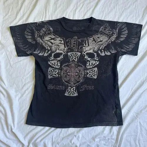 Japanese Brand Mall Goth Graphic Print T-Shirt Y2K Japanese Style Size ONE SIZE - 6 Thumbnail