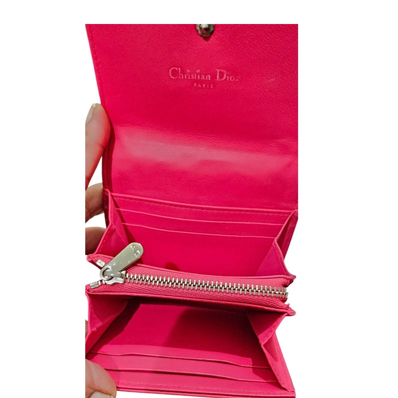 Dior Christian Dior Diorama Trifold Wallet in Pink Leather Size ONE SIZE - 6 Thumbnail