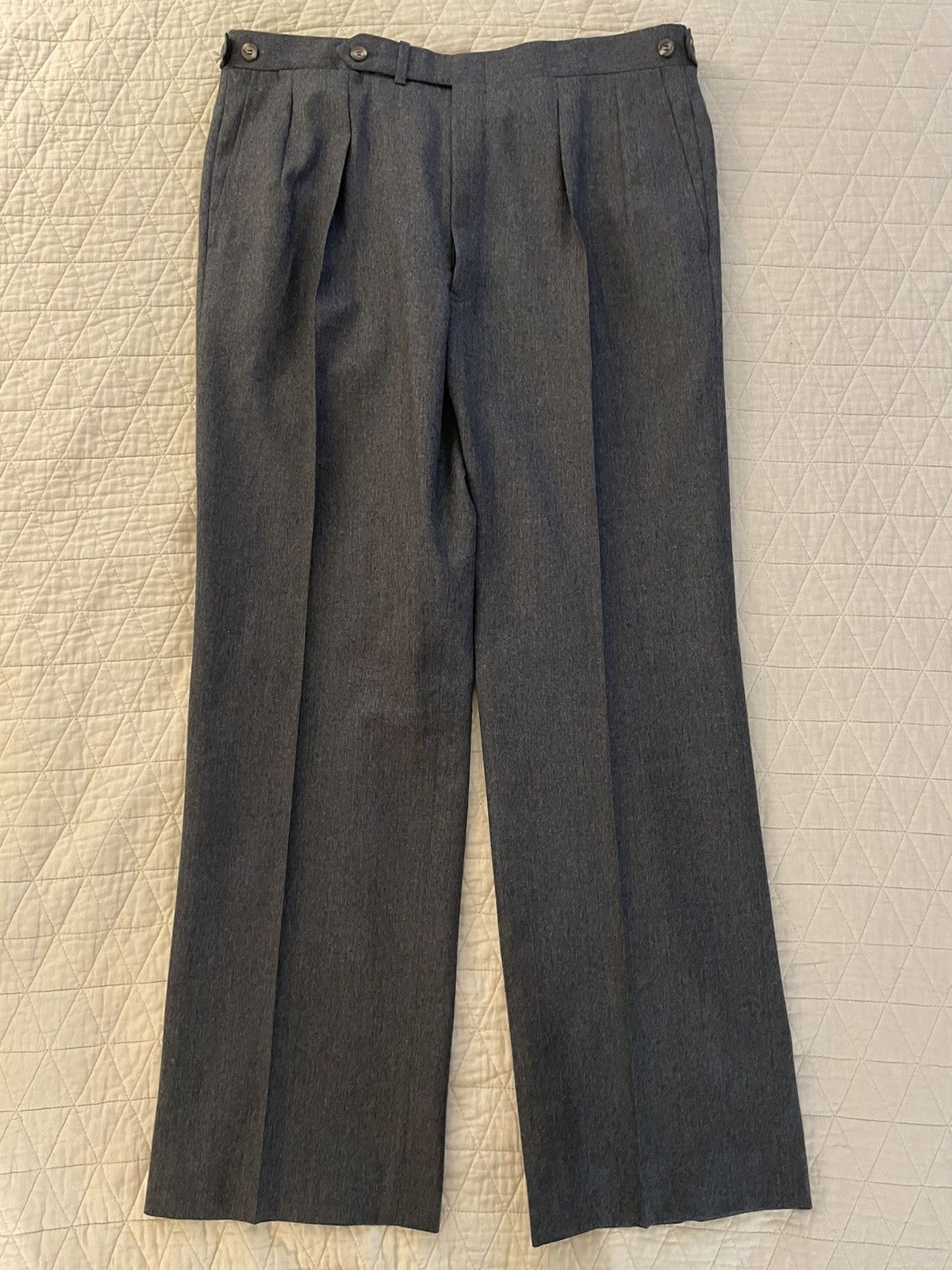 Chaps Ralph Lauren × Vintage Double Breasted Wool Flannel Pleated Suit Size 42L - 14 Thumbnail