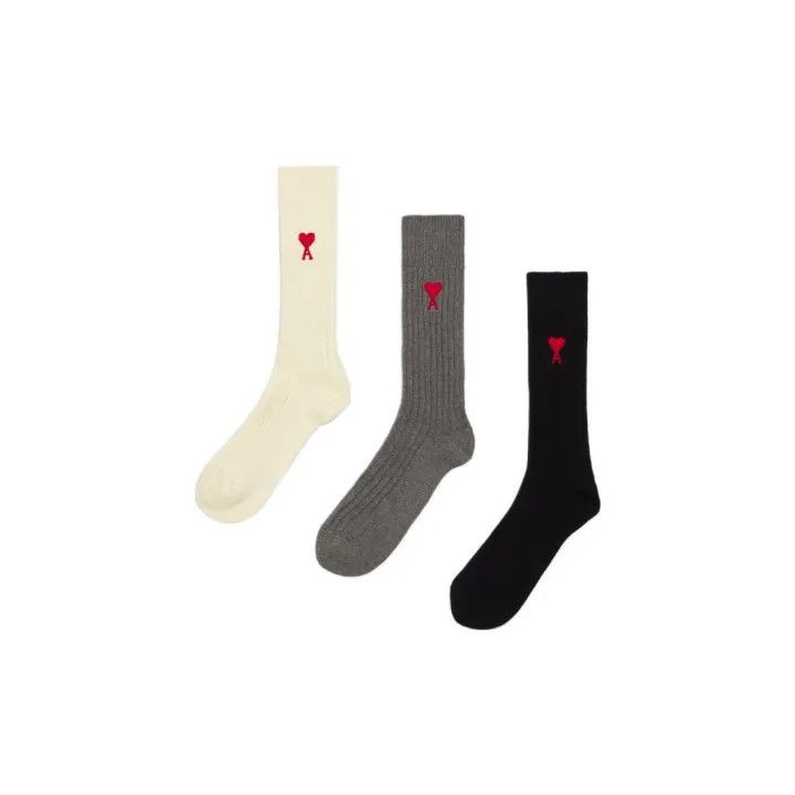 AMIPARIS FW22 Heart Logo Embroidered Knitted Socks 0079