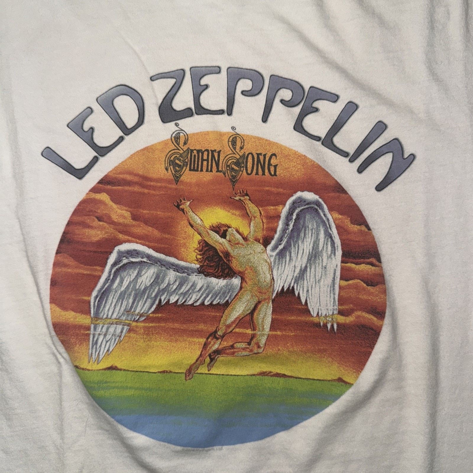 Band Tees Led Zeppelin Swan Song T-Shirt White Large 18x25 Size US L / EU 52-54 / 3 - 2 Thumbnail