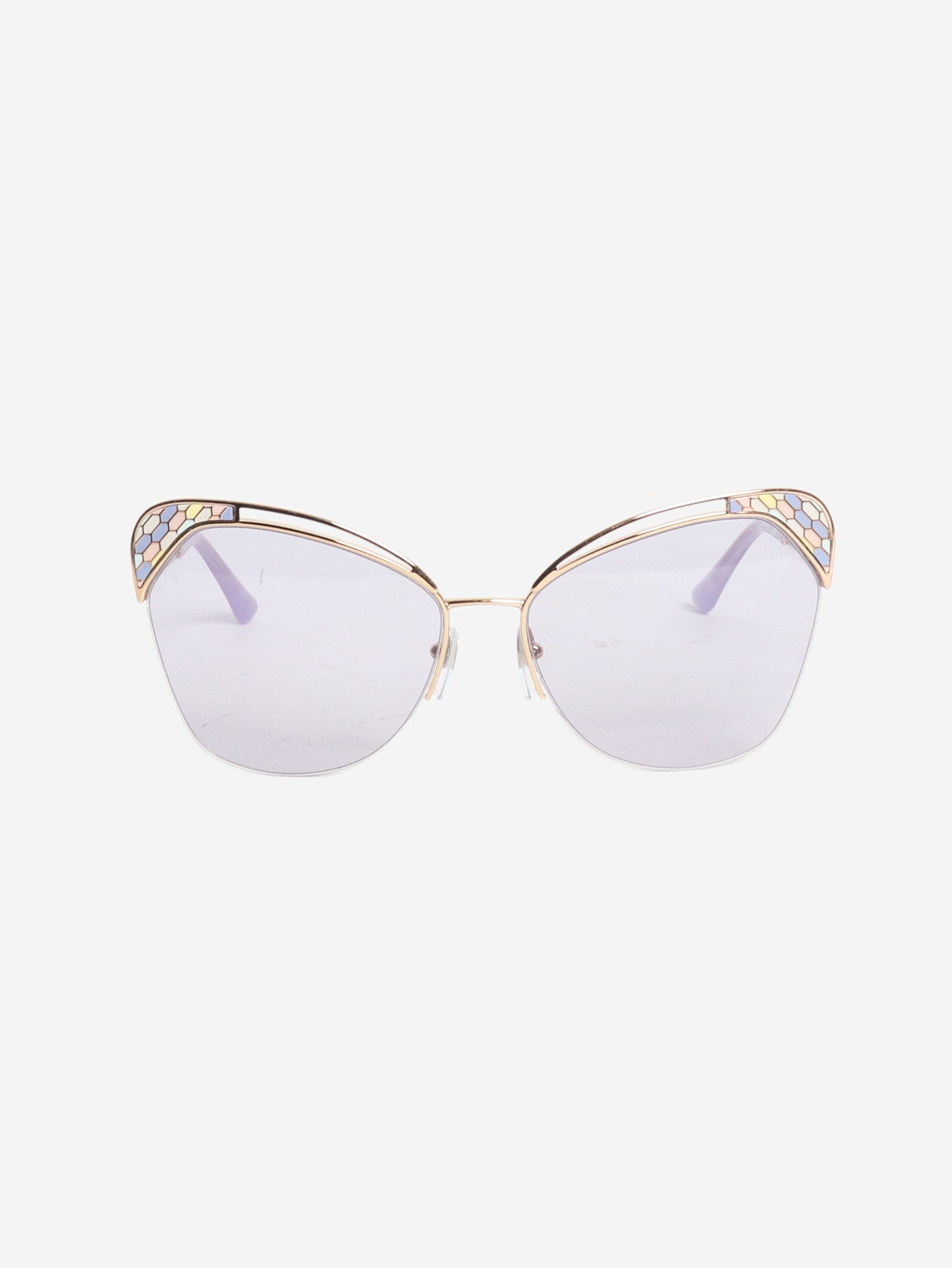 BVLGARI Sunglasses 6089 128/T9 Black Round Serpentine Patterned Lenses 55-18-140 Bvlgari BVLGARI Sunglasses 6089 128/T9 Round Black  main image 2