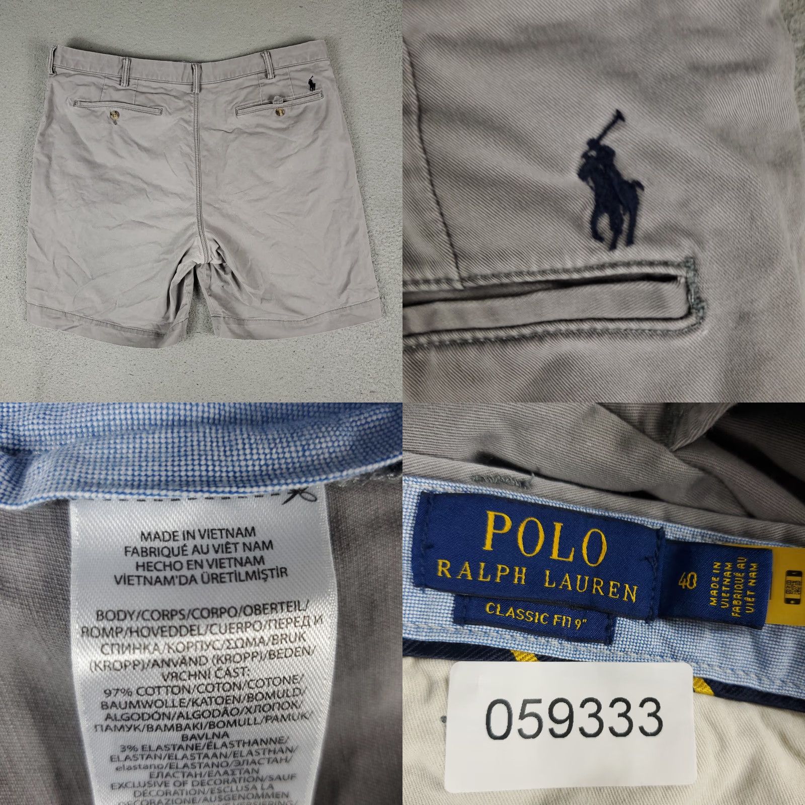 Ralph Lauren Ralph Lauren Shorts Mens Size 40 Gray Pony Casual Flat Front Chino * Size US 40 / EU 56 - 8 Thumbnail