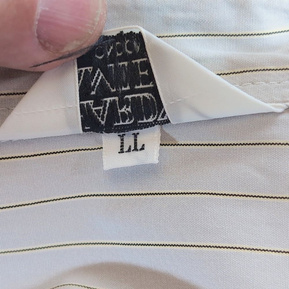 Hardy Amies Hardy Aimes Sz L Tan Striped Button-Up Shirt with Embroider Size US L / EU 52-54 / 3 - 6 Thumbnail