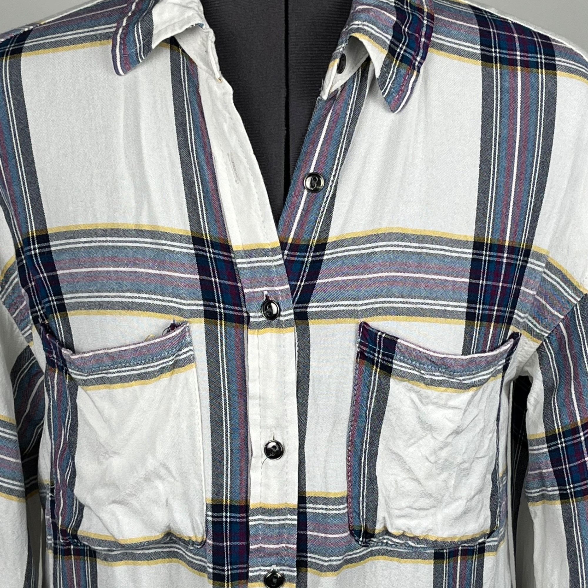 Other Cato Plaid Button-Front Shirt Cinched-Back Long-Sleeve Casua Size S / US 4 / IT 40 - 2 Thumbnail