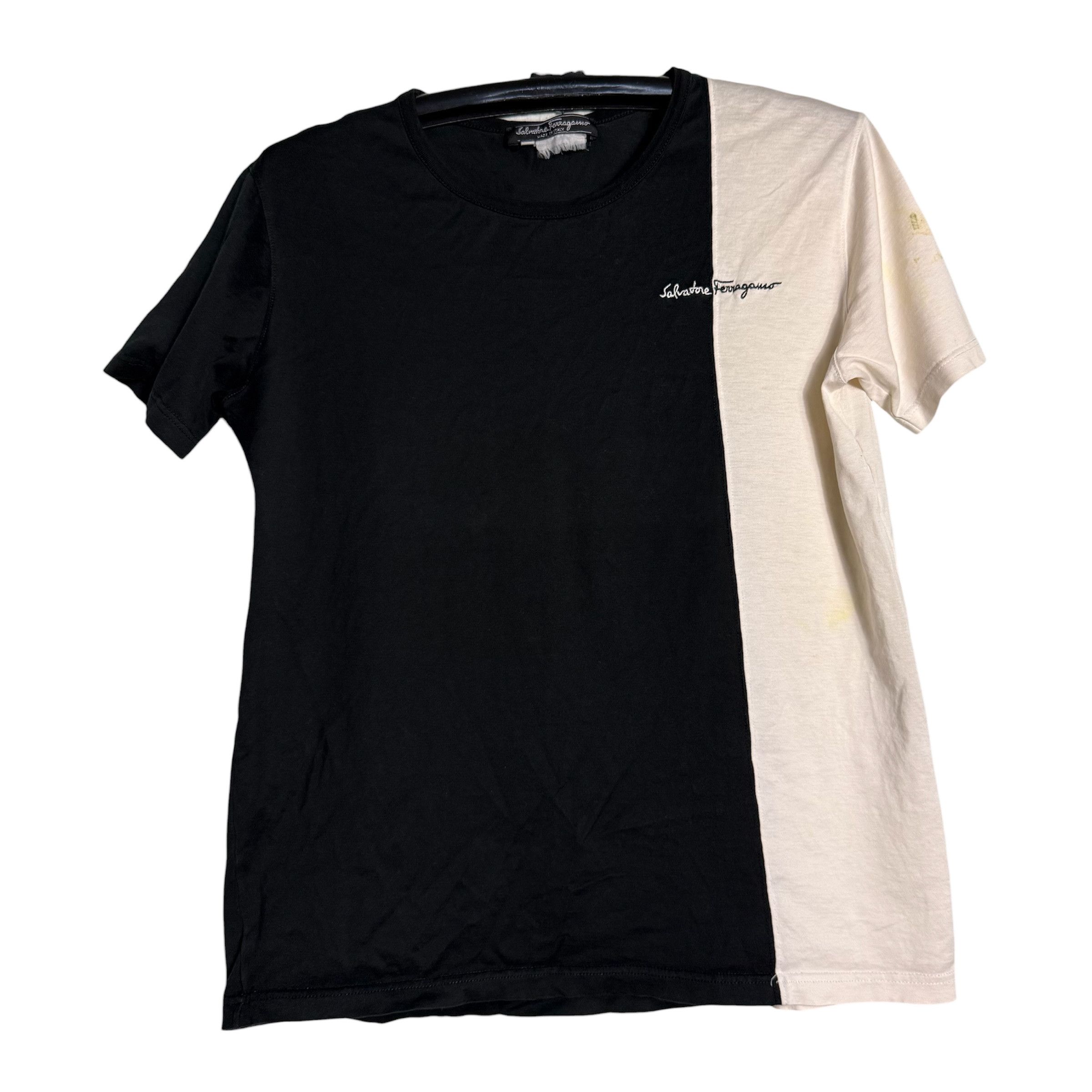 Salvatore Ferragamo 🔥RARE🔥Vintage Salvatore Ferragamo Vertical Split T-shirt Size US M / EU 48-50 / 2 - 1 Thumbnail