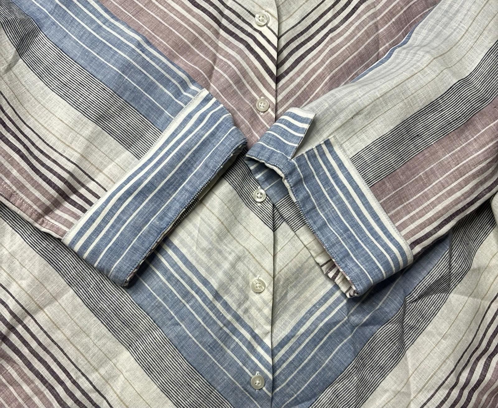 Chicos Chico's Top Womens Size 2 Non Iron Linen Striped Tunic Roll Size XS / US 0-2 / IT 36-38 - 6 Thumbnail