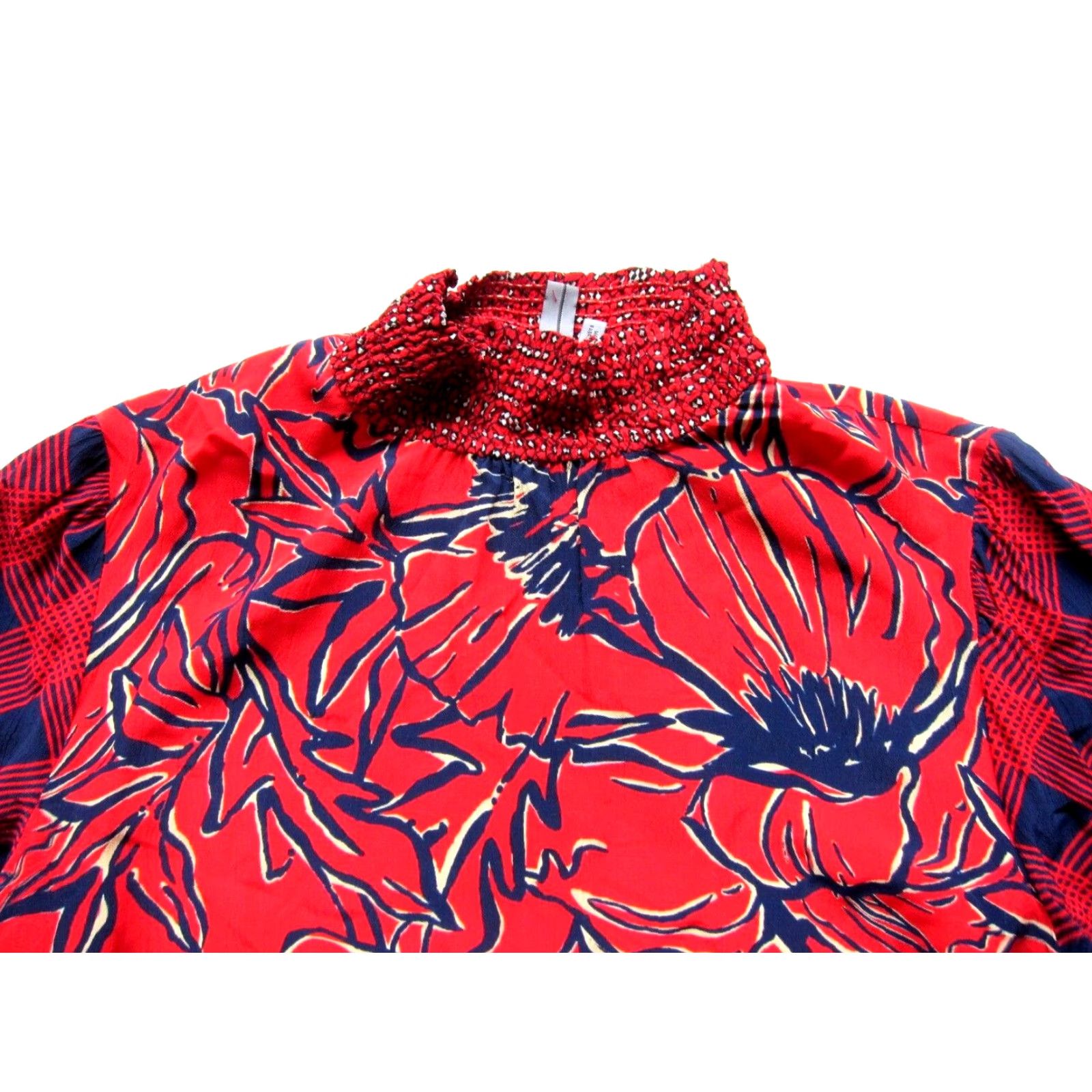 Anthropologie Blank London Anthropologie Red Floral Rayon Mock Neck Long Sleeve Blouse Small Size S / US 4 / IT 40 - 4 Thumbnail