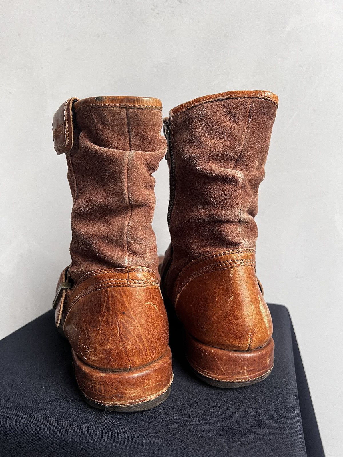Hedi Slimane Leather brown ankle moto boots avant garde guidi style y2k Size US 9 / EU 42 - 9 Thumbnail