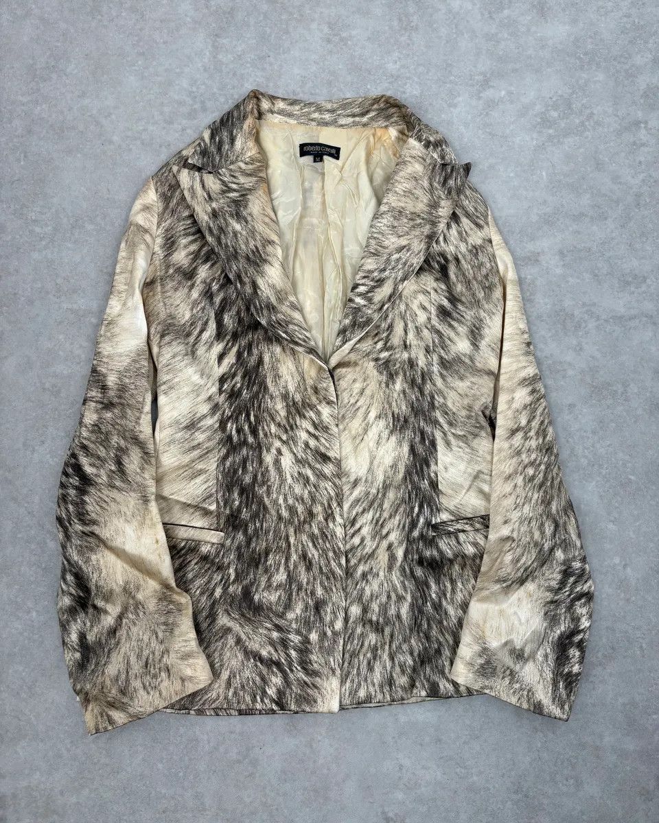 Roberto Cavalli AW1999 Roberto Cavalli Wolf Fur Effect Beige Blazer Jacket Size M / US 6-8 / IT 42-44 - 1 Thumbnail