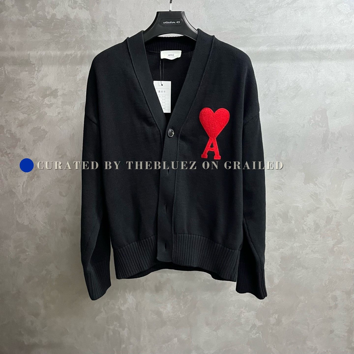 AMI Ami Paris Black Heart Logo Wool Cardigan Size US XL / EU 56 / 4 - 1 Thumbnail