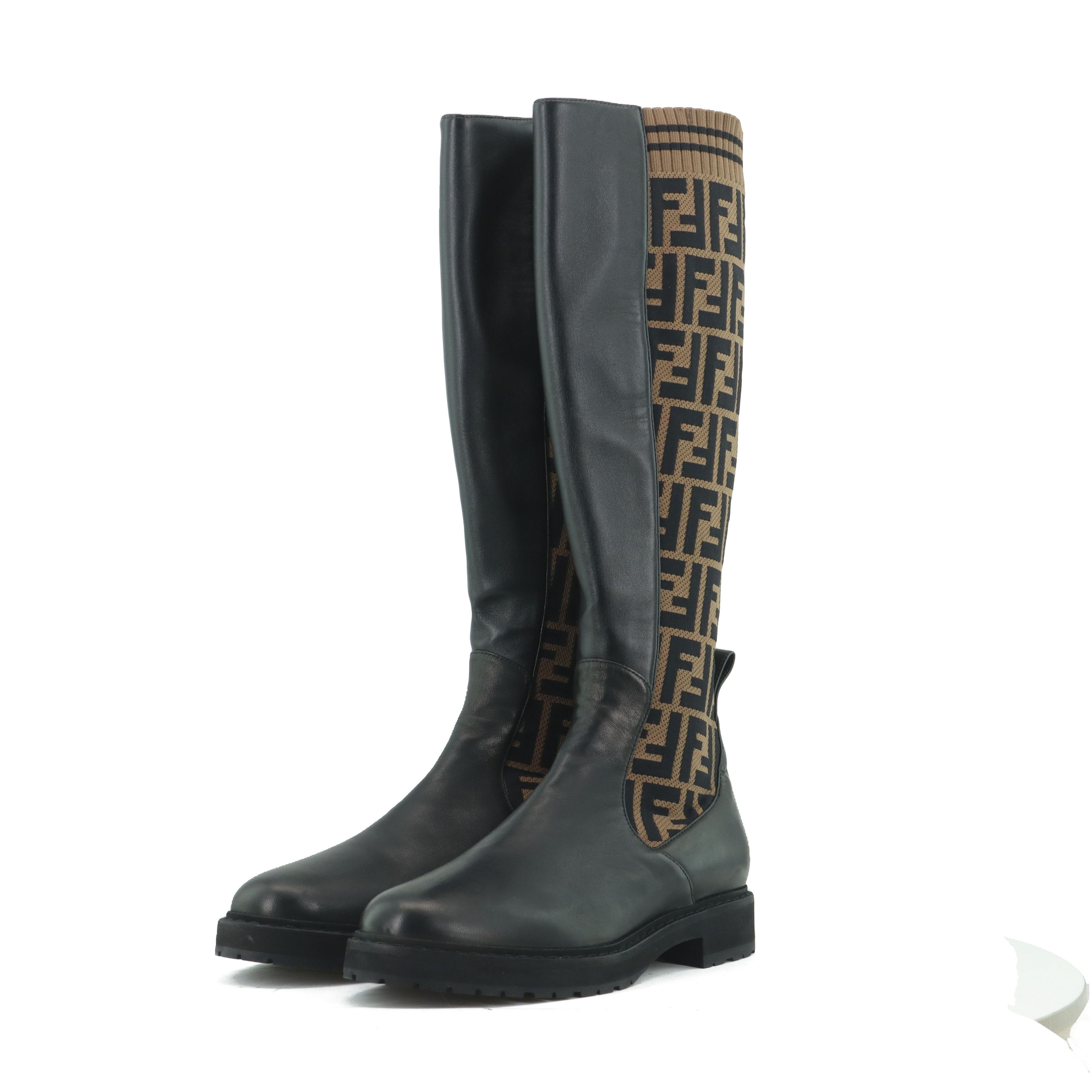 Fendi Fendi Rockoko FF Logo Knee High Boots Size 37.5 Size US 7.5 / IT 37.5 - 1 Thumbnail