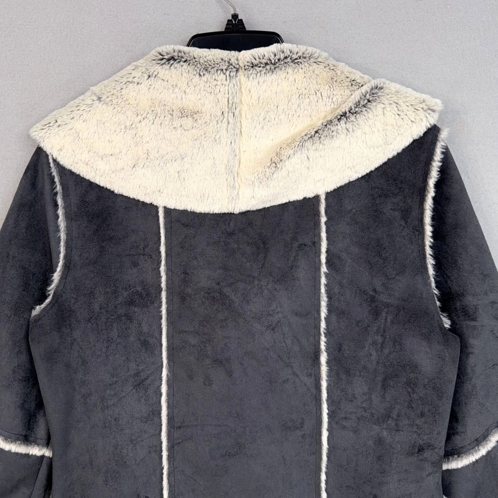 Vintage Lolë Pea Coat Womens Medium Gray Faux Suede Lined Double Breasted Jacket Size M / US 6-8 / IT 42-44 - 7 Thumbnail
