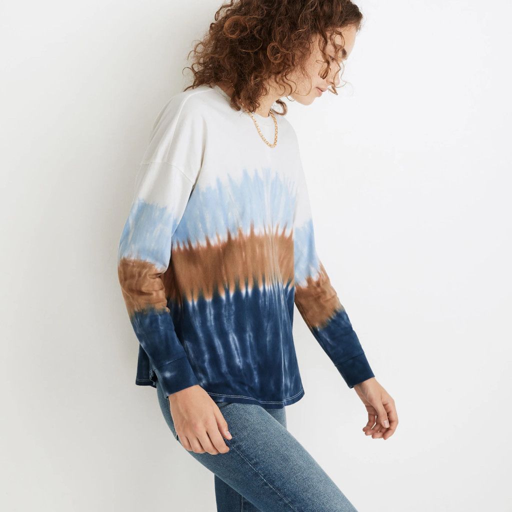 Madewell Cream Brown Blue Tie-Dye Newville Tee Size S / US 4 / IT 40 - 2 Thumbnail