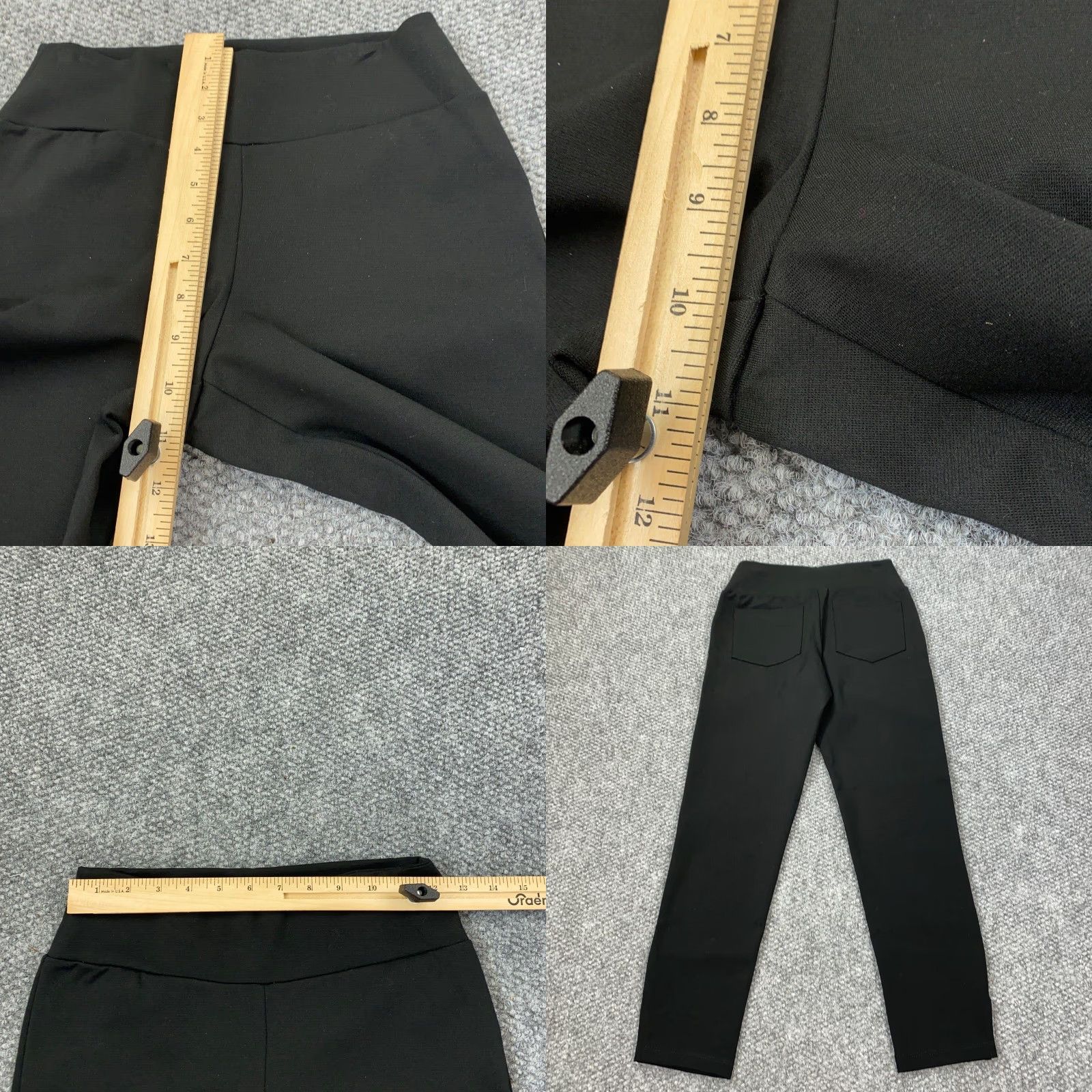 Vintage Chatoyant Womens Leggings Small Black Mid-Rise Back Pockets Stretch Size 28" / US 6 / IT 42 - 8 Thumbnail