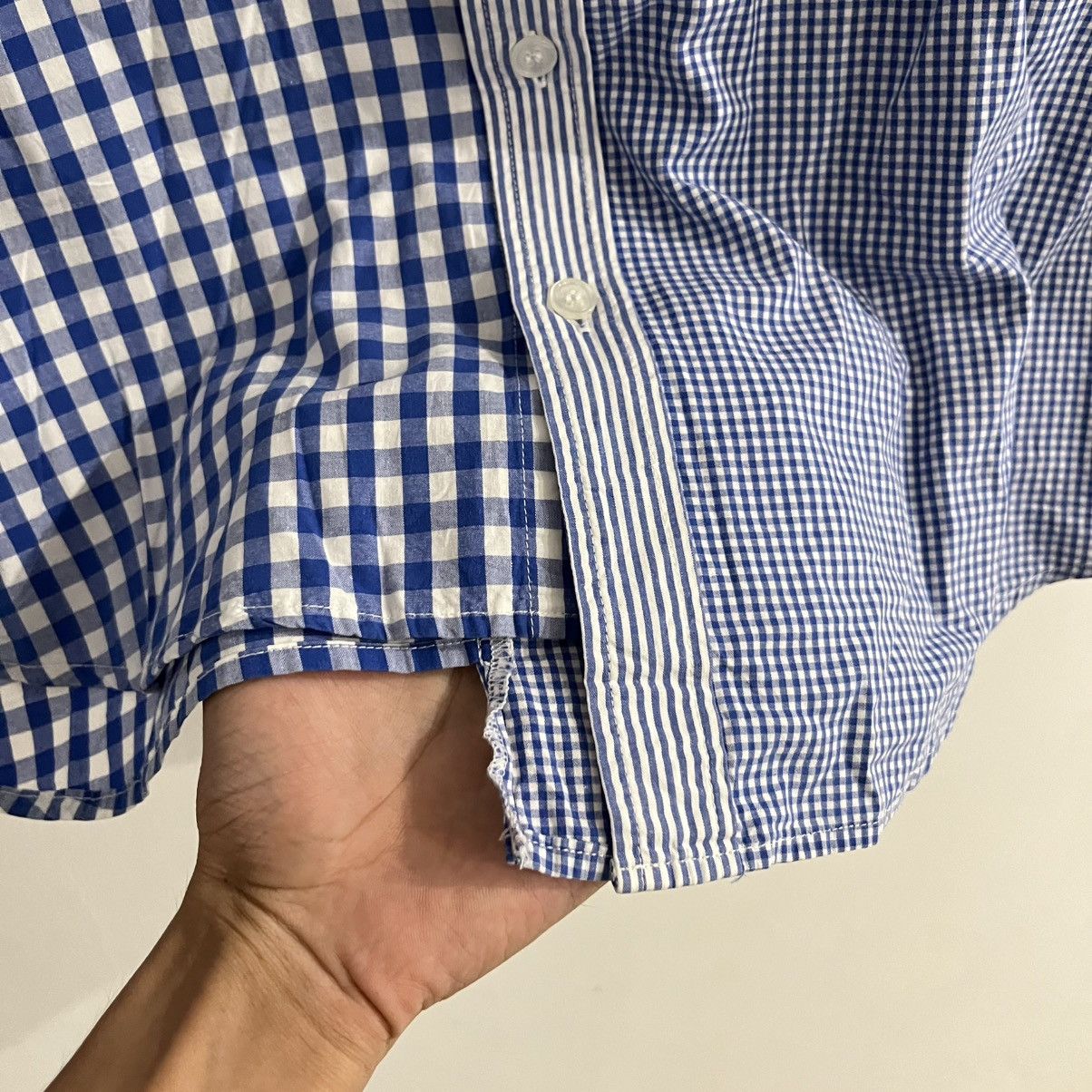 Ne-Net Ne net Issey miyake - Gingham Striped Unique Cut Button Up Size US M / EU 48-50 / 2 - 6 Thumbnail