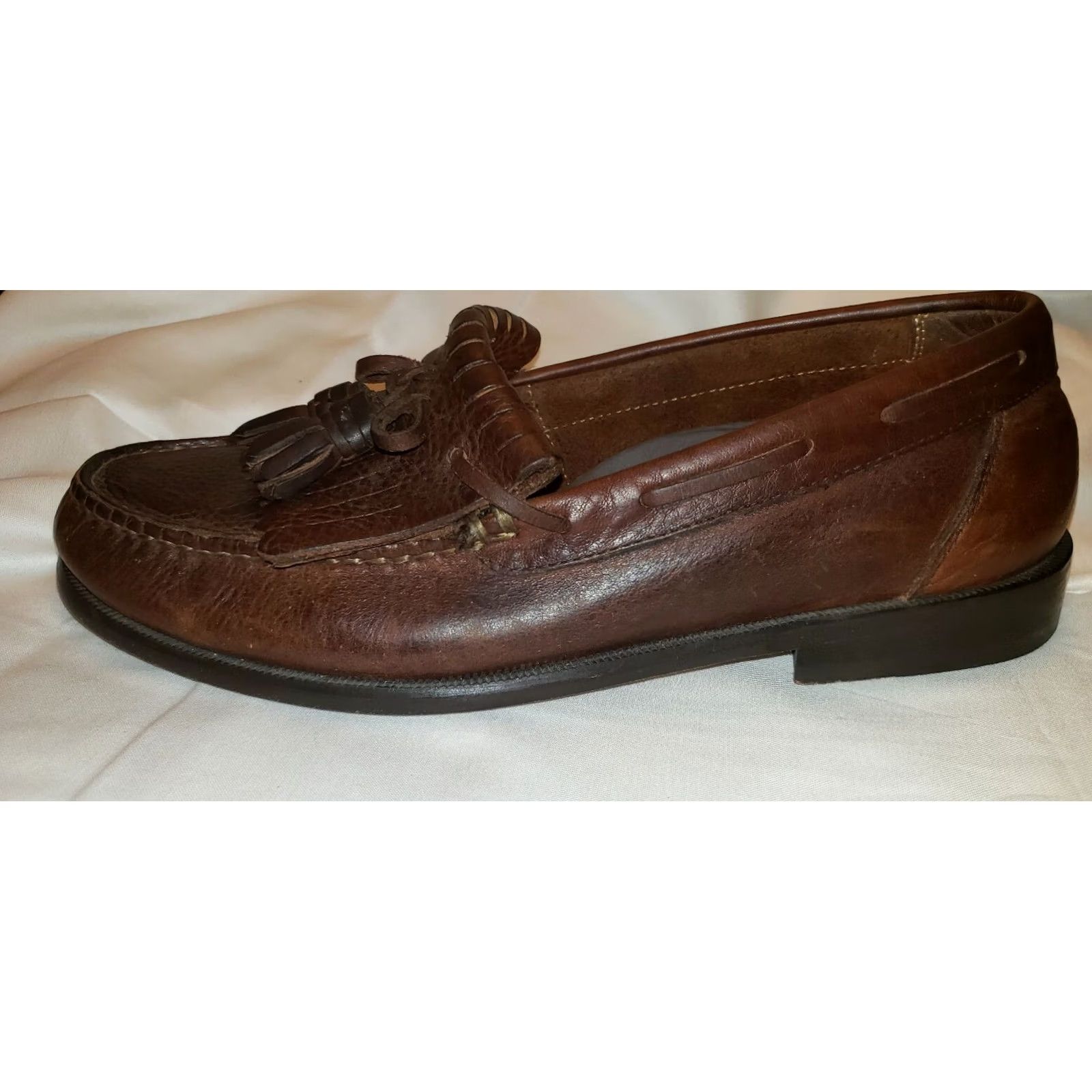 Vintage Bert Pulitizer Mens Loafers Brown Slip On 9D Tassels Leather Classic Casual Vintage No Size US 7 / EU 40 - 5 Thumbnail