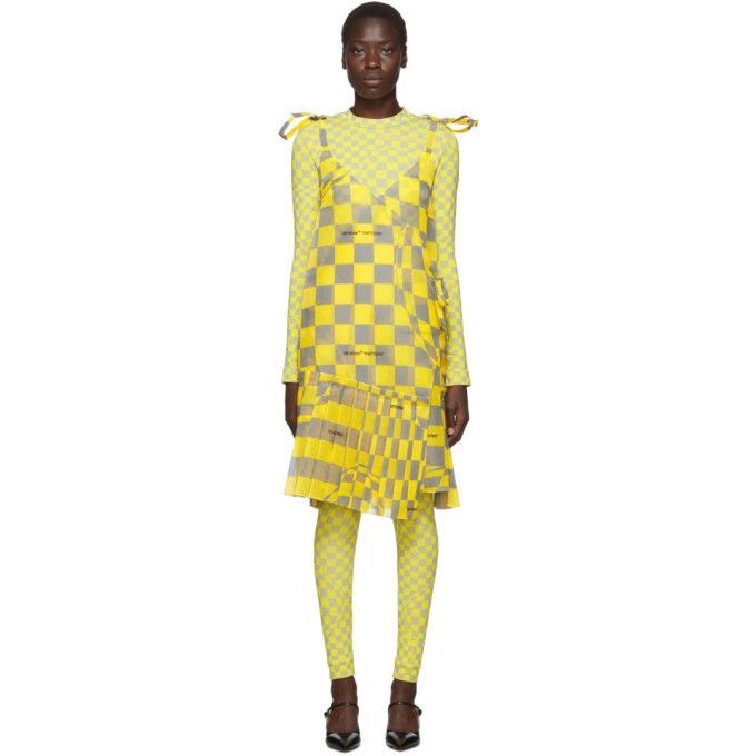 Off-White o1y1125 Midi Dress in Yellow/Gray Size XS / US 0-2 / IT 36-38 - 1 Thumbnail