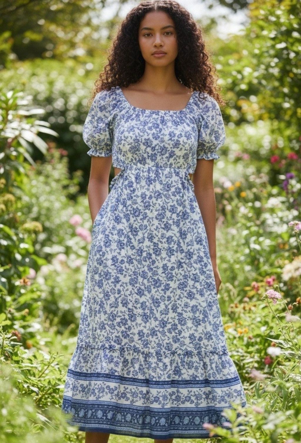 Other BY THE RIVER Women Maxi Cut-Out Cotton Linen Blend Floral Li Size S / US 4 / IT 40 - 1 Thumbnail