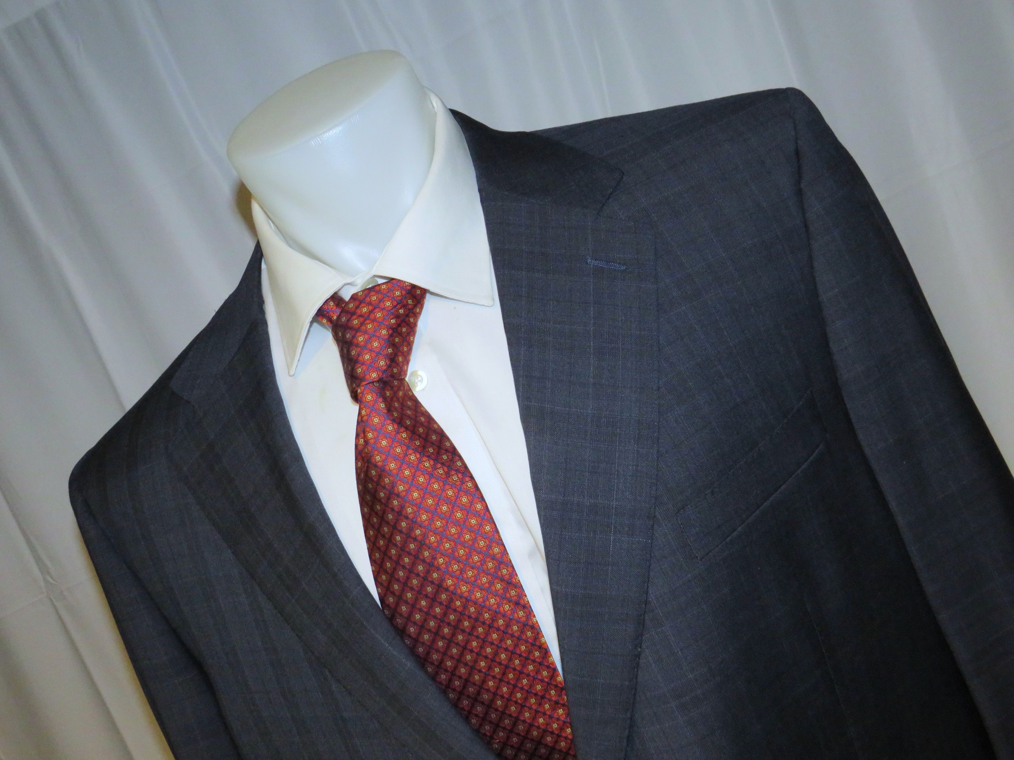 Canali Super 150 Brown Label Blue Plaid Two Button Sui Size 50L - 6 Thumbnail